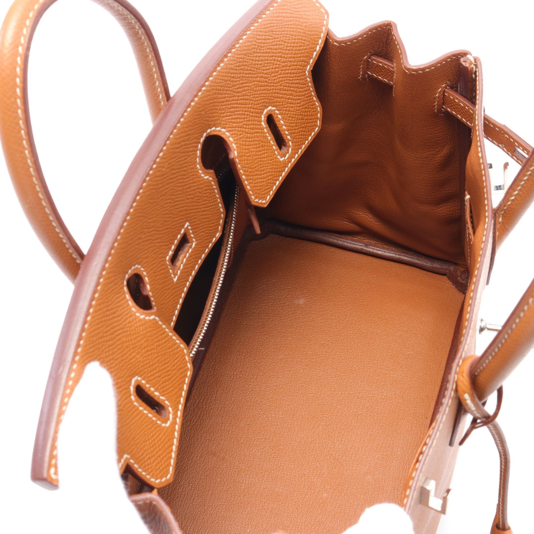 Hermes Hermes Birkin 25 Gold Handbag Veau Epsom Brown Silver Hardware □M Stamp (Manufactured Around 2009) Size ONE SIZE - 3 Thumbnail