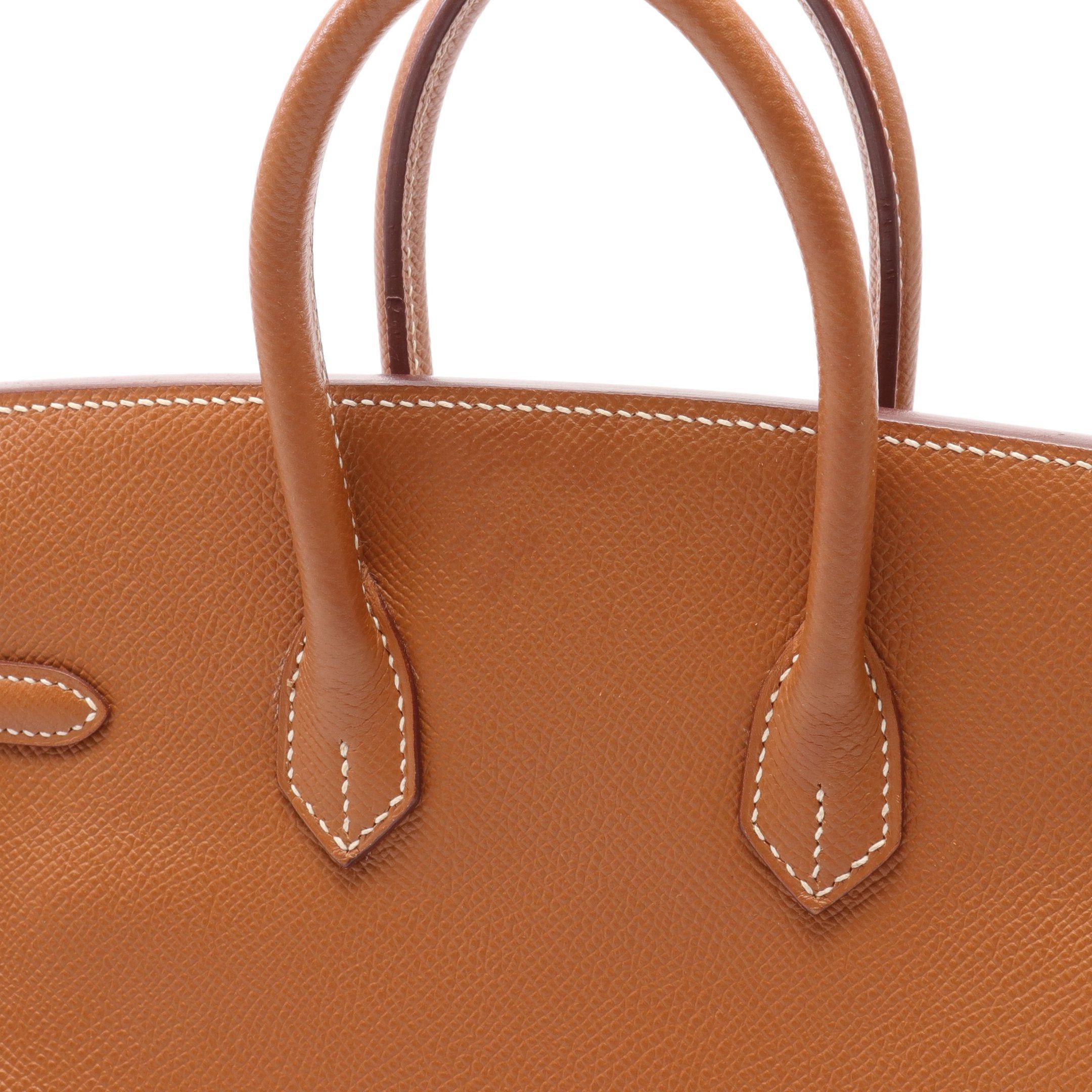 Hermes Hermes Birkin 25 Gold Handbag Veau Epsom Brown Silver Hardware □M Stamp (Manufactured Around 2009) Size ONE SIZE - 10 Thumbnail