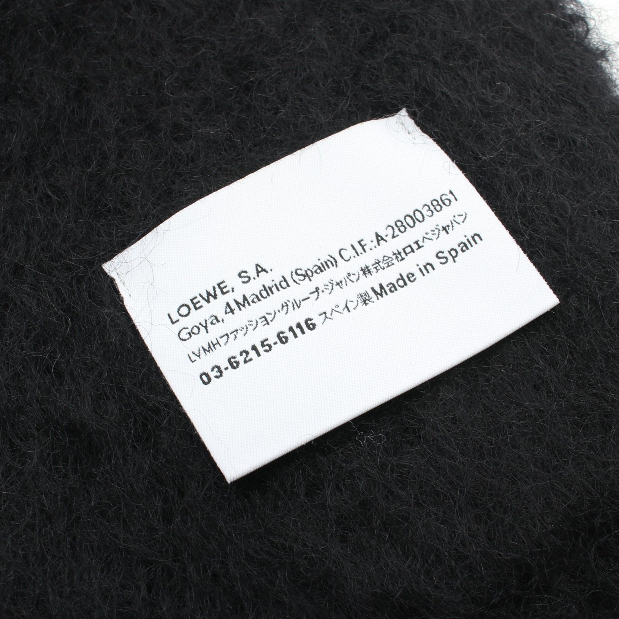 Loewe Loewe Anagram Scarf Mohair Wool Black Size ONE SIZE - 2 Thumbnail