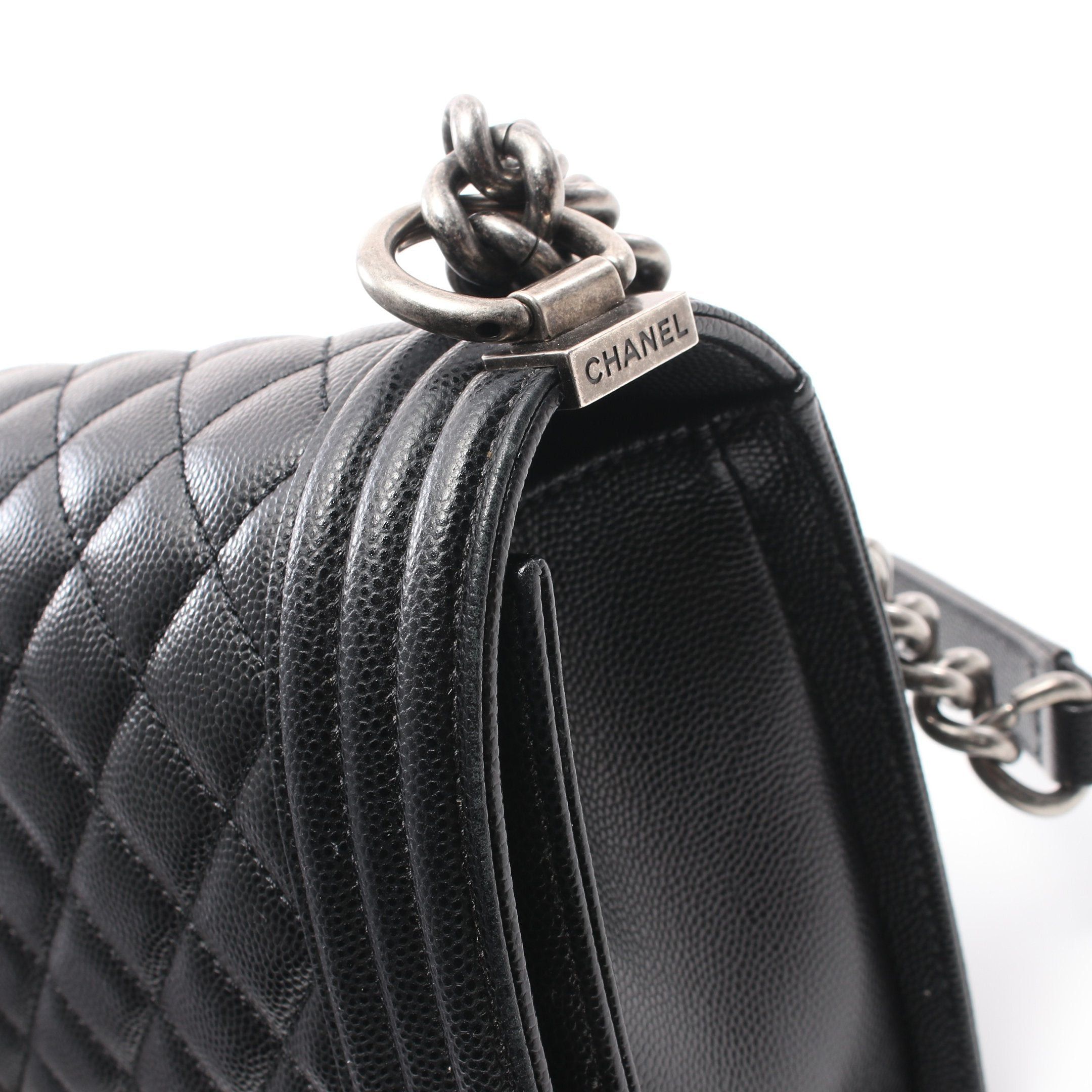 Chanel Chanel Boy Chanel Matelasse Chain Shoulder Bag Caviar Skin Black Silver Hardware Size ONE SIZE - 8 Thumbnail