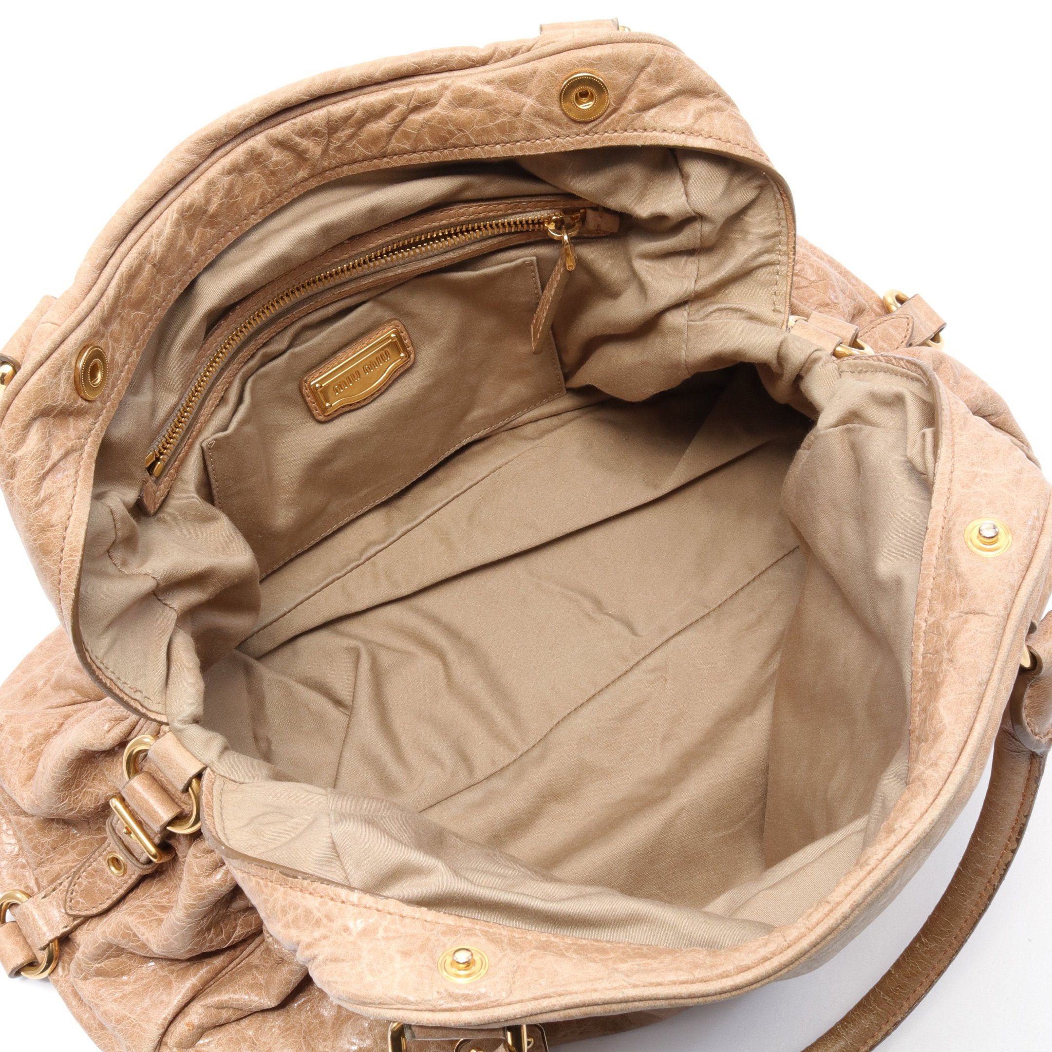 Miu Miu Miu Miu Handbag Tote Bag Leather Beige Size ONE SIZE - 3 Thumbnail
