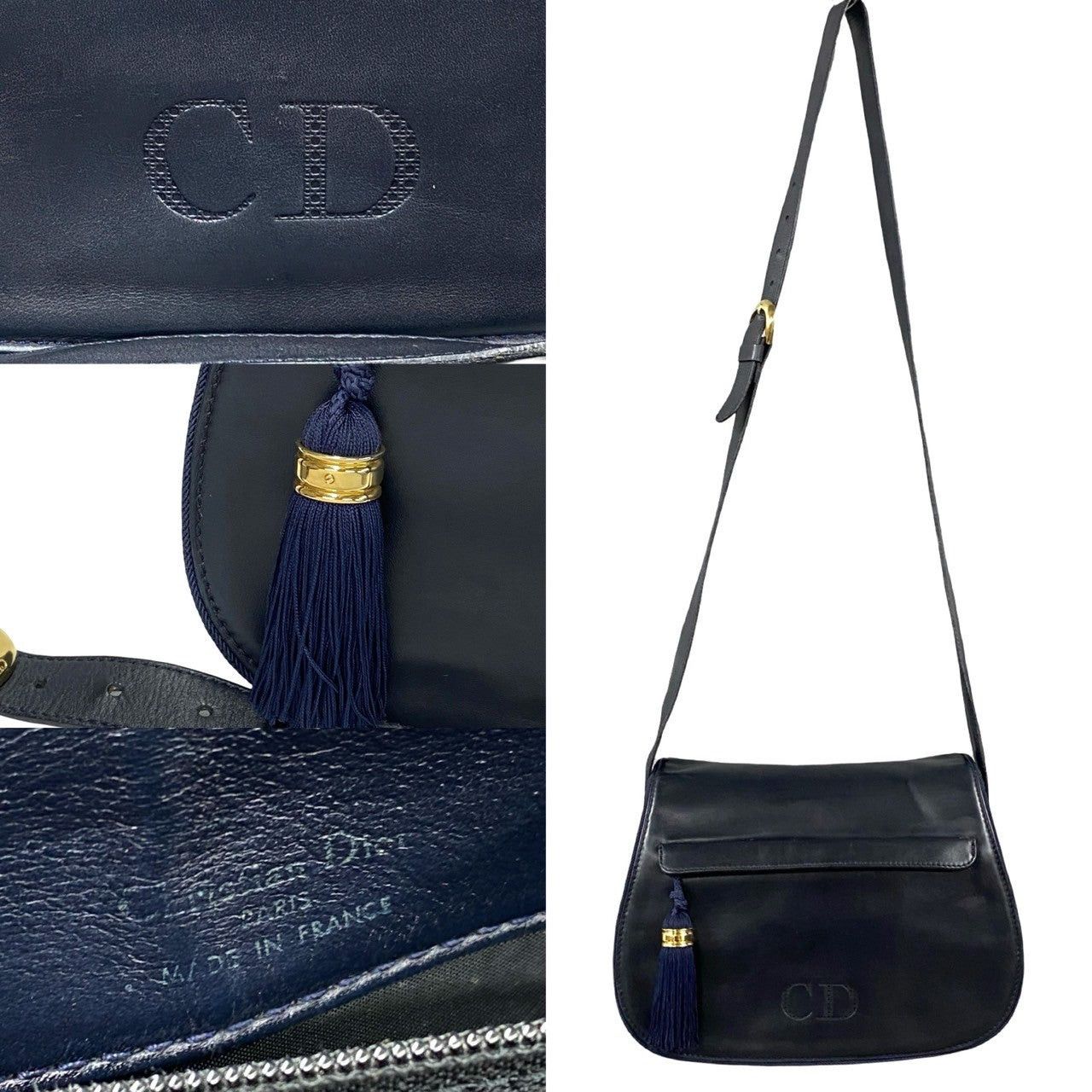 Dior Dior Shoulder Bag Navy Leather Size ONE SIZE - 3 Thumbnail