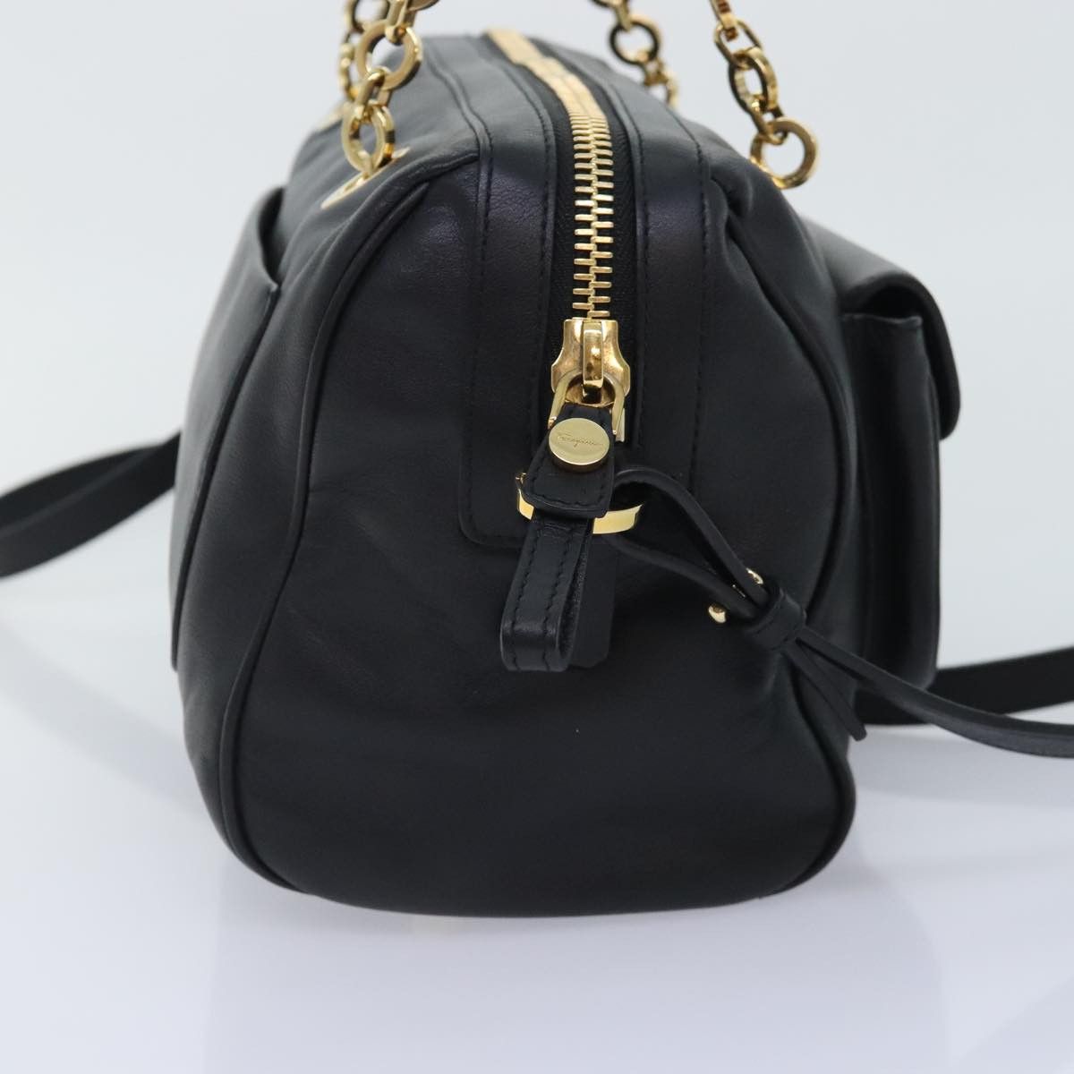 Salvatore Ferragamo Gancini Black Leather Shoulder Bag (Pre-Owned) Size ONE SIZE - 3 Thumbnail