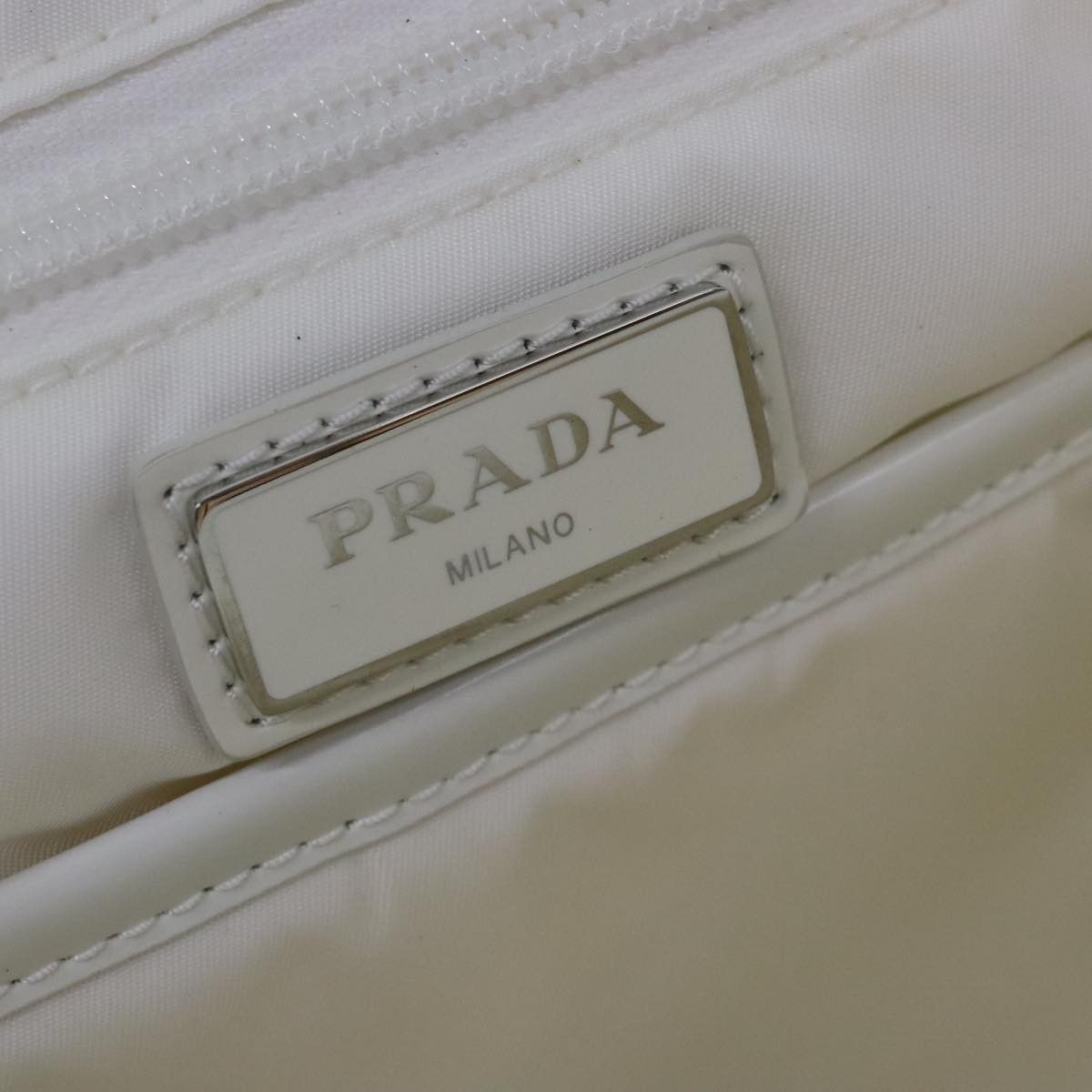 Prada Signaux Printed White Synthetic Backpack Bag (Pre-Owned) Size ONE SIZE - 15 Thumbnail