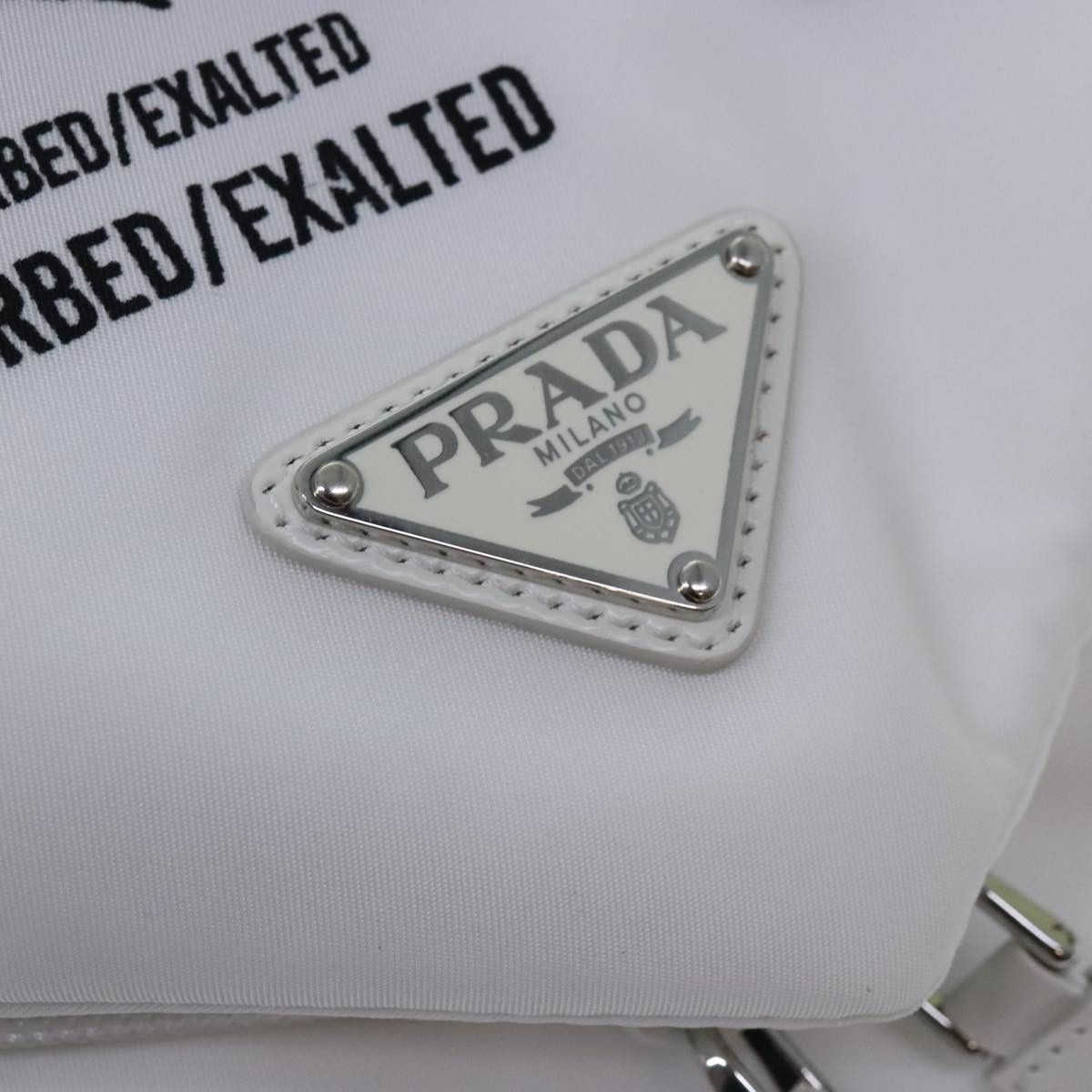 Prada Signaux Printed White Synthetic Backpack Bag (Pre-Owned) Size ONE SIZE - 6 Thumbnail