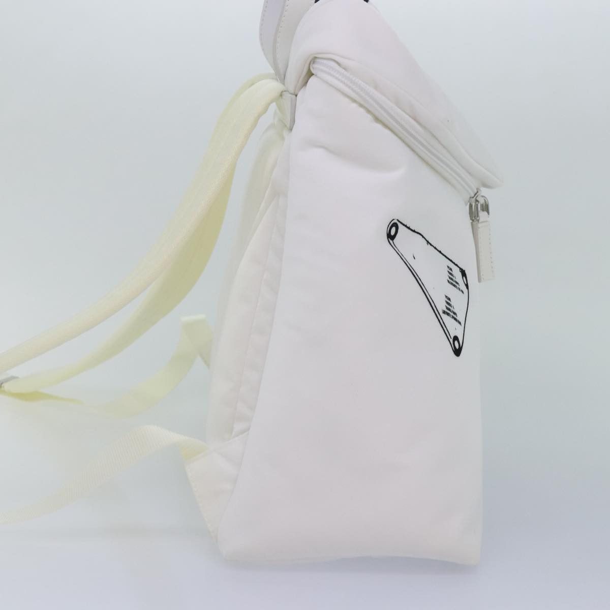 Prada Signaux Printed White Synthetic Backpack Bag (Pre-Owned) Size ONE SIZE - 14 Thumbnail