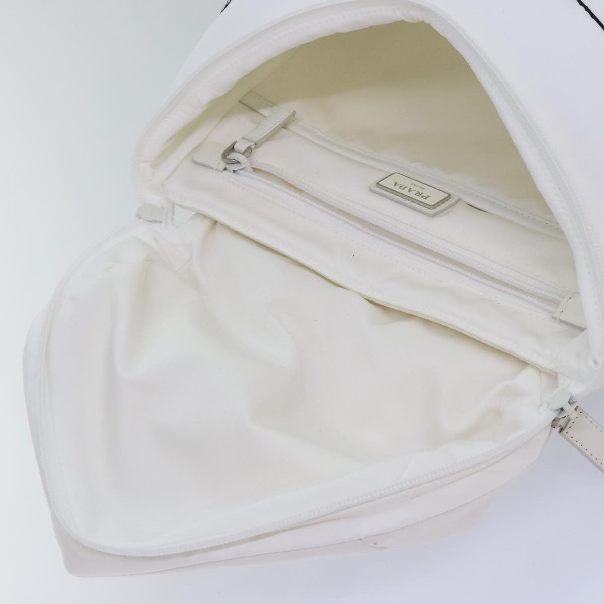 Prada Signaux Printed White Synthetic Backpack Bag (Pre-Owned) Size ONE SIZE - 7 Thumbnail