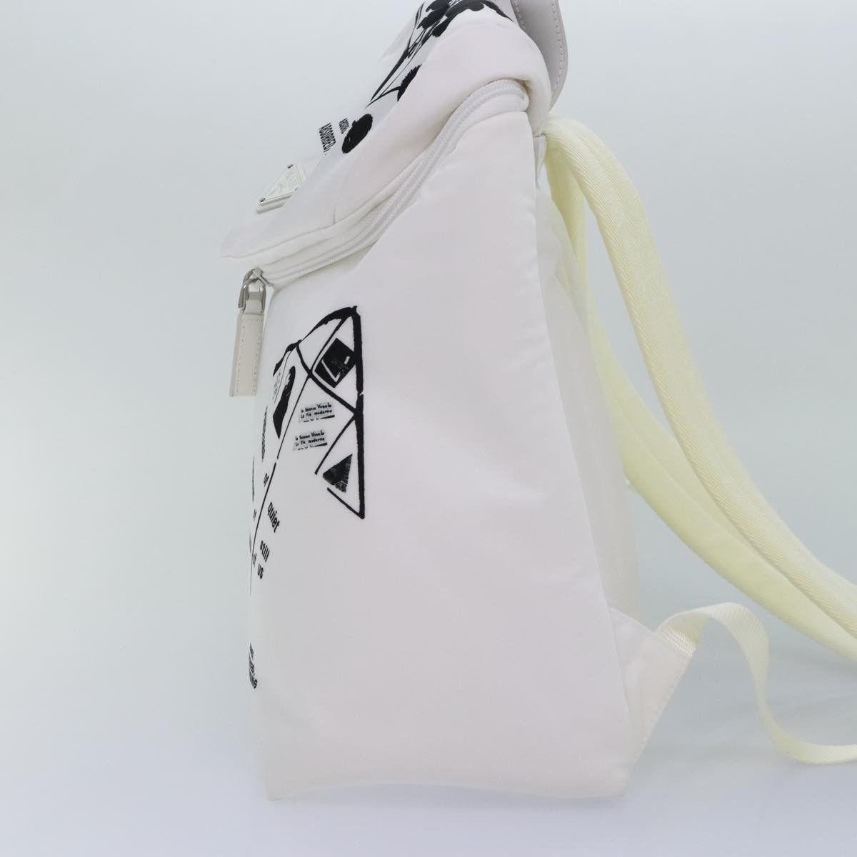 Prada Signaux Printed White Synthetic Backpack Bag (Pre-Owned) Size ONE SIZE - 3 Thumbnail
