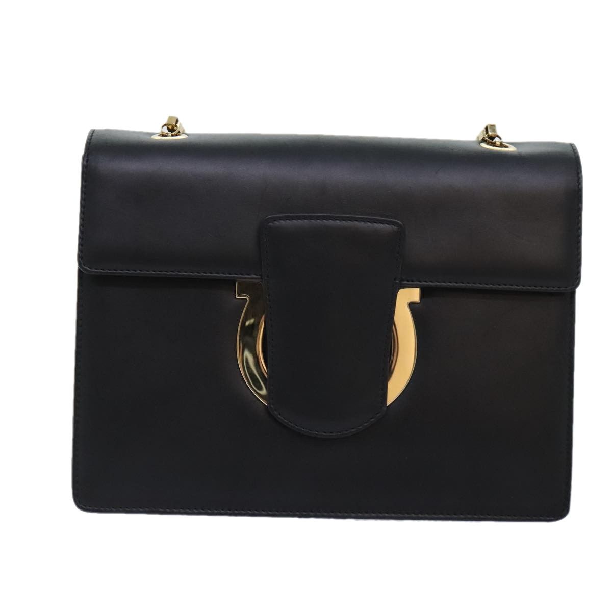 Salvatore Ferragamo Thalia Black Leather Shoulder Bag (Pre-Owned) Size ONE SIZE - 12 Thumbnail