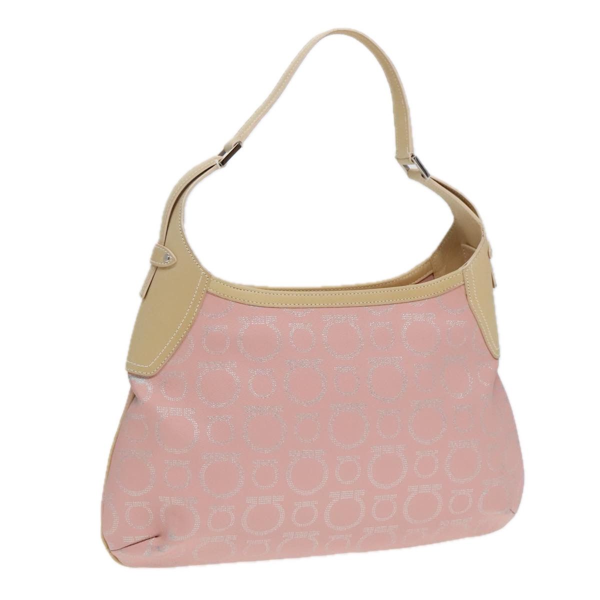 Salvatore Ferragamo Gancini Pink Canvas Shoulder Bag (Pre-Owned) Size ONE SIZE - 13 Thumbnail