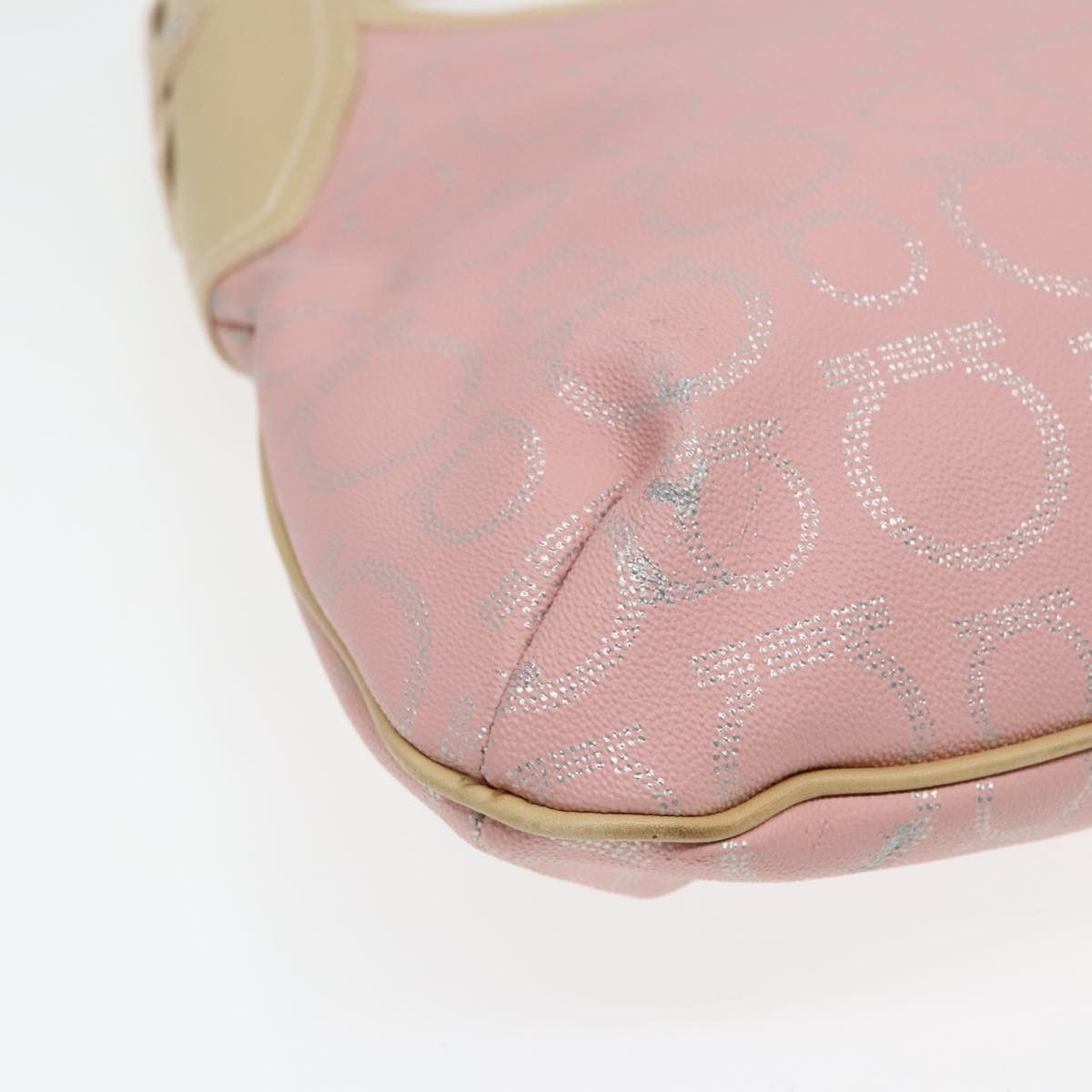 Salvatore Ferragamo Gancini Pink Canvas Shoulder Bag (Pre-Owned) Size ONE SIZE - 16 Thumbnail