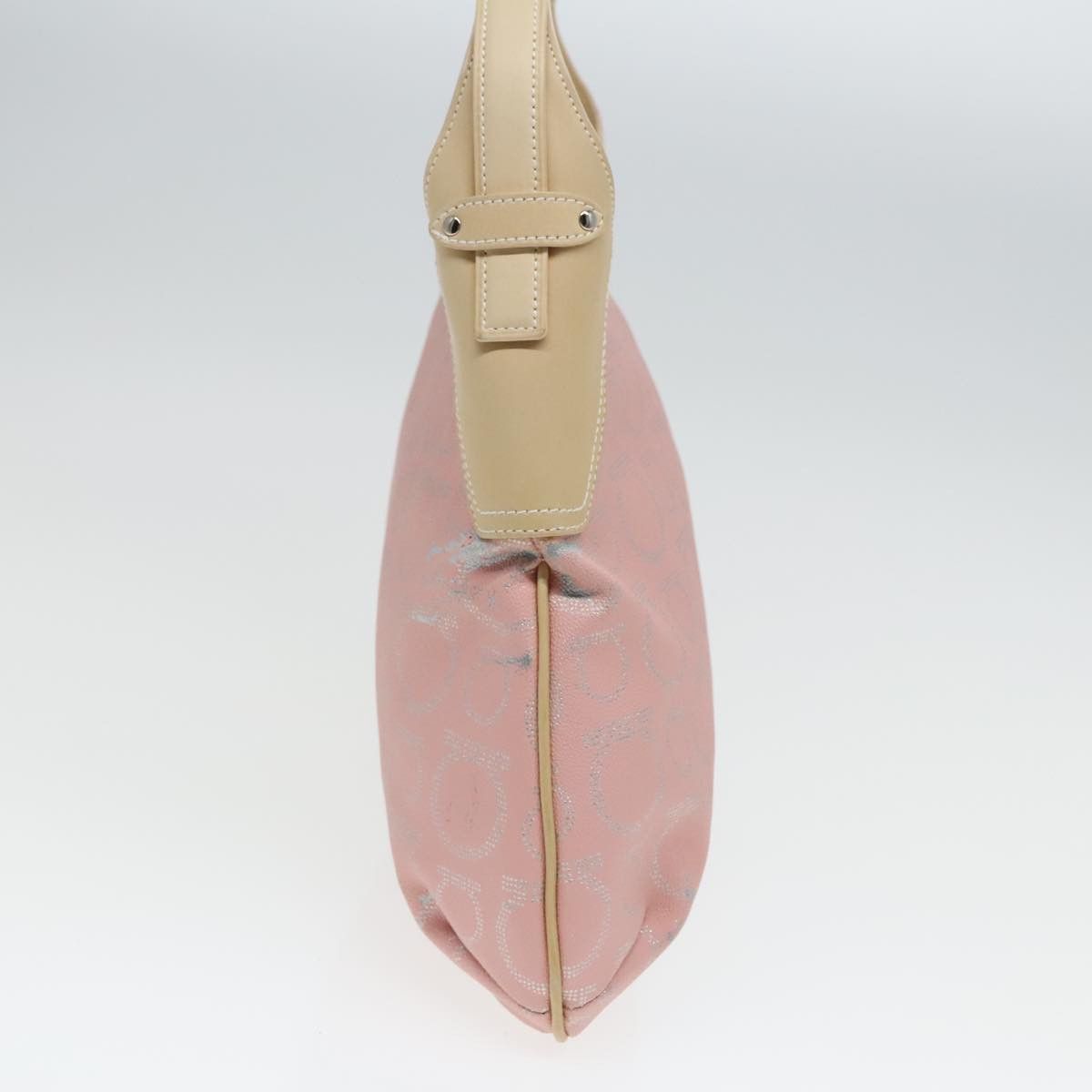 Salvatore Ferragamo Gancini Pink Canvas Shoulder Bag (Pre-Owned) Size ONE SIZE - 3 Thumbnail