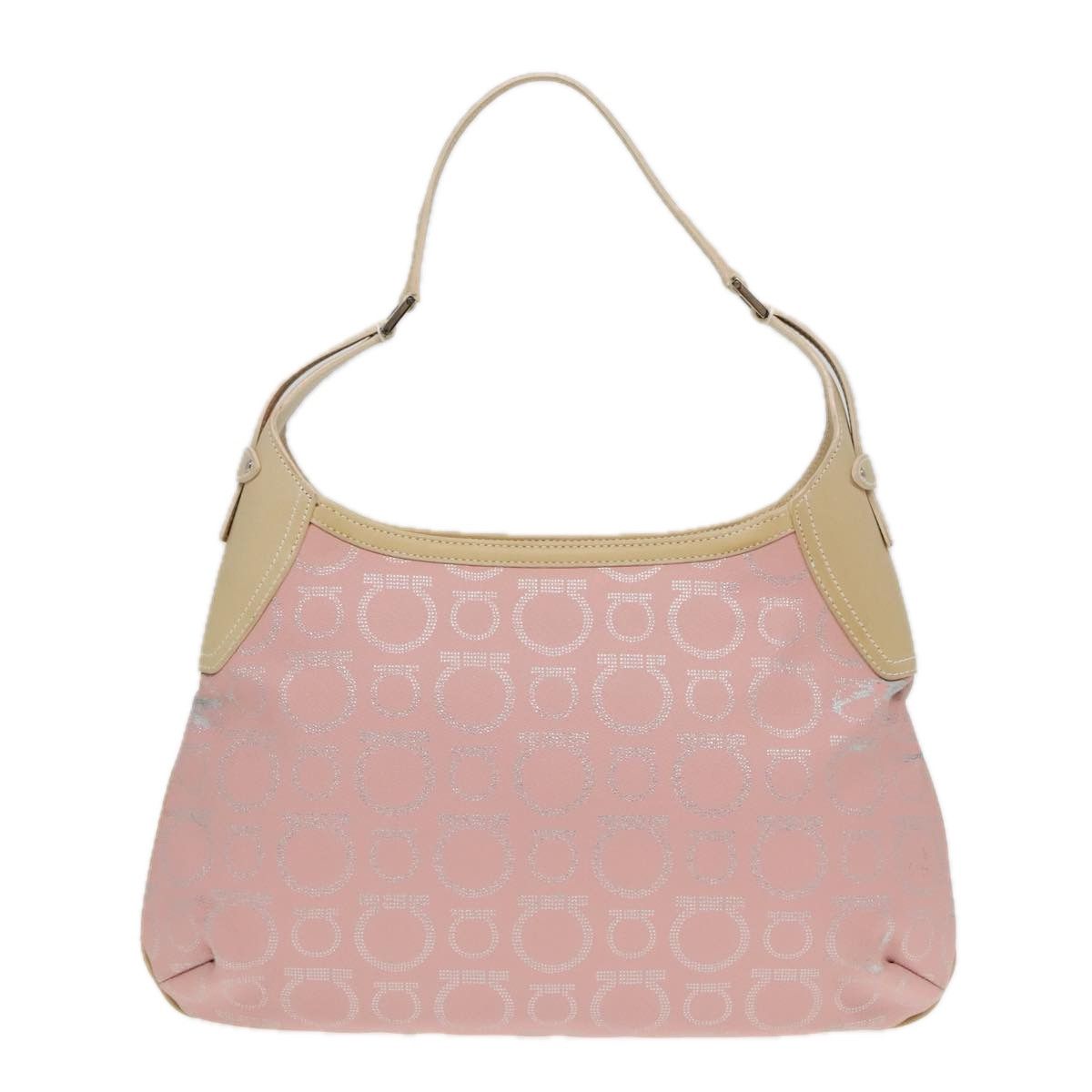 Salvatore Ferragamo Gancini Pink Canvas Shoulder Bag (Pre-Owned) Size ONE SIZE - 2 Thumbnail