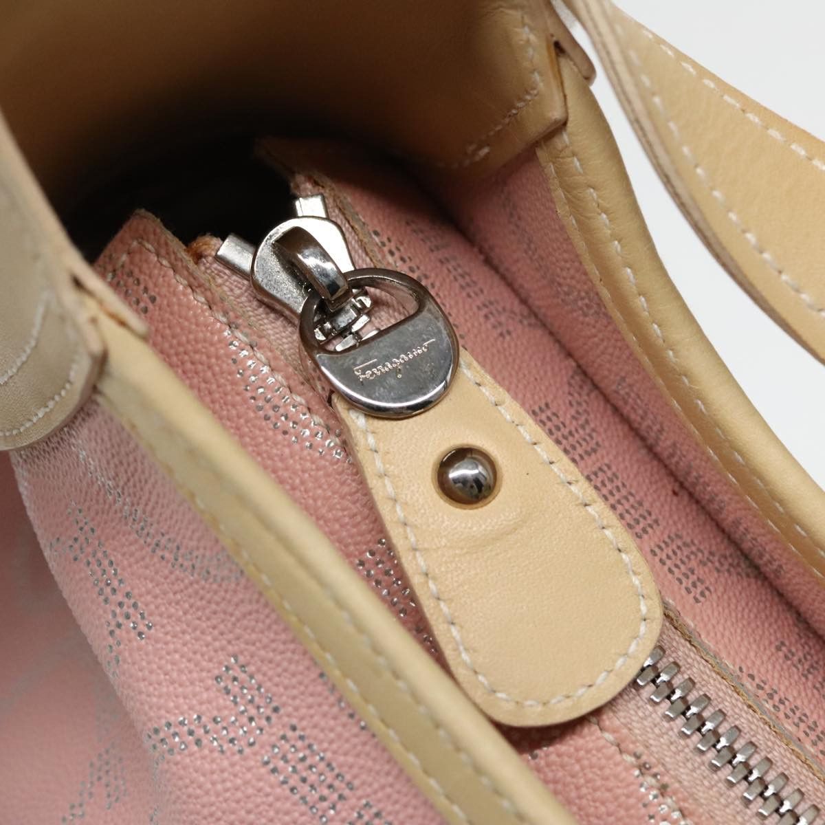 Salvatore Ferragamo Gancini Pink Canvas Shoulder Bag (Pre-Owned) Size ONE SIZE - 6 Thumbnail