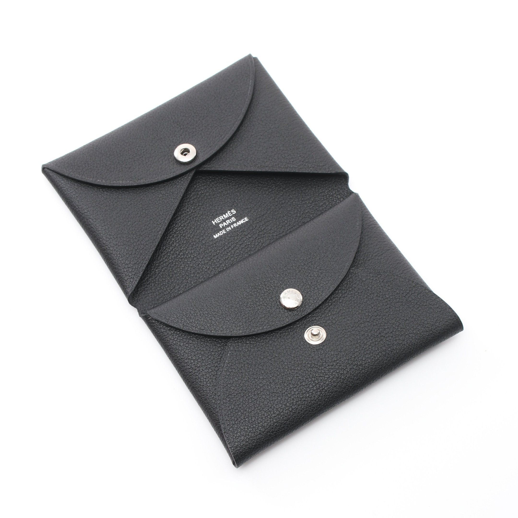 Hermes Hermes Calviduo Coin Purse Vomadam Black Silver Hardware Double Engraved Size ONE SIZE - 6 Thumbnail