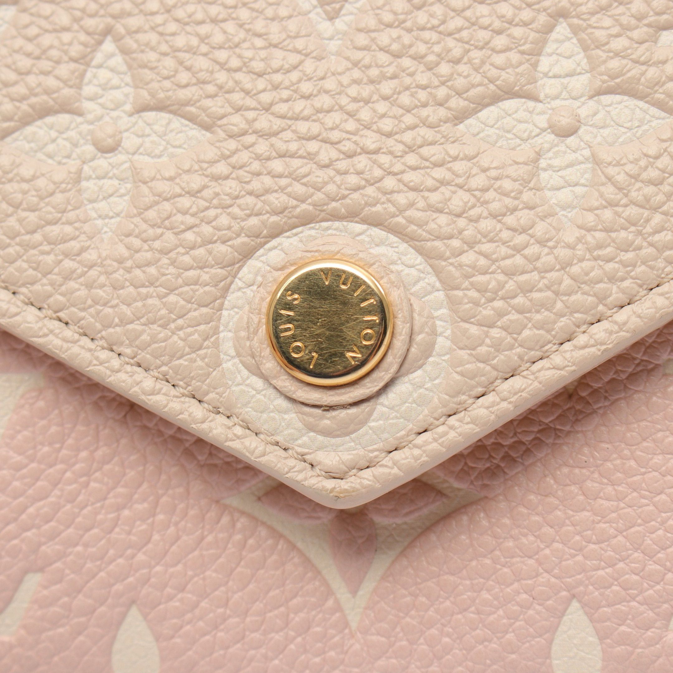 Louis Vuitton Louis Vuitton Portefeuil Victorine Monogram Empreinte Rose Beige Trifold Wallet Leather Pink Size ONE SIZE - 8 Thumbnail