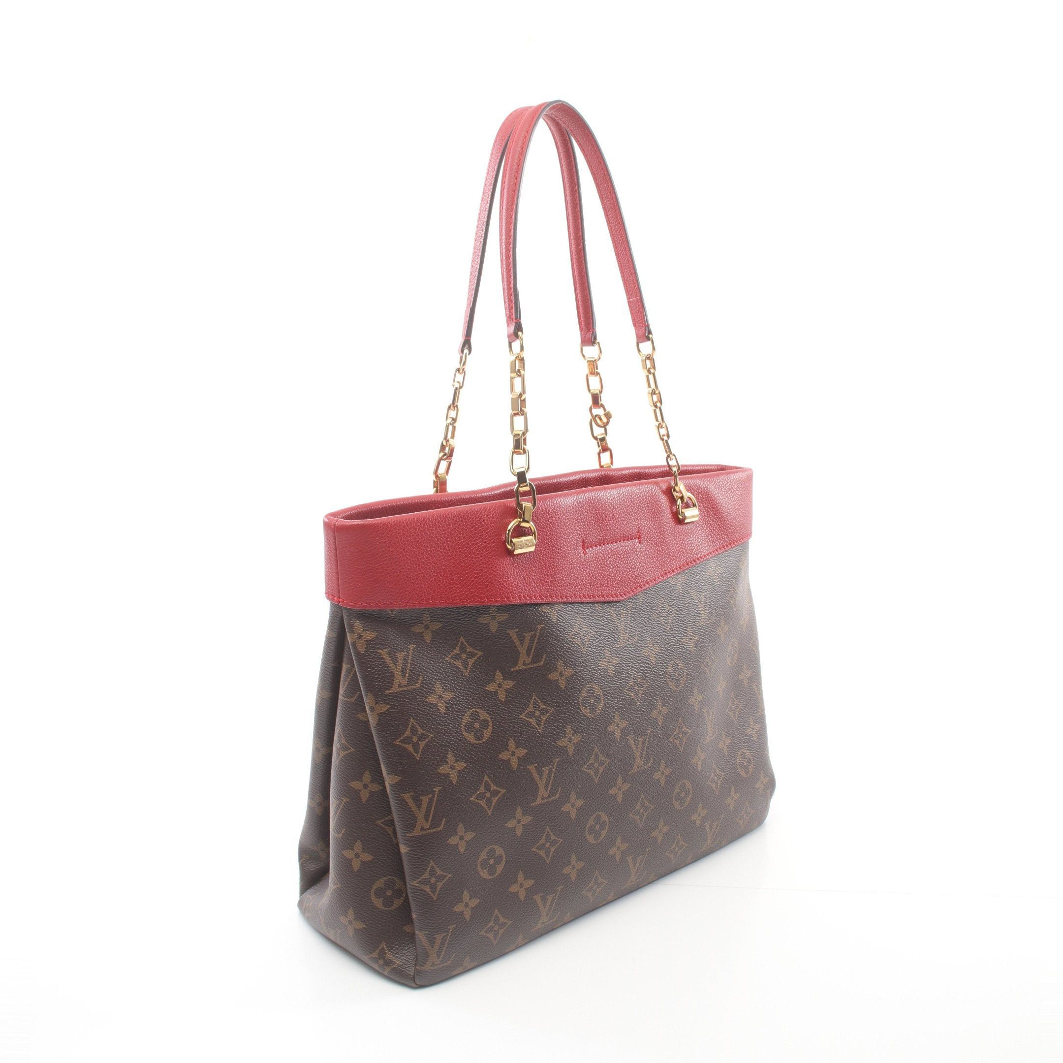 Louis Vuitton Louis Vuitton Pallas Shopper Monogram Chain Handbag Tote Bag Leather Brown Red Size ONE SIZE - 2 Thumbnail