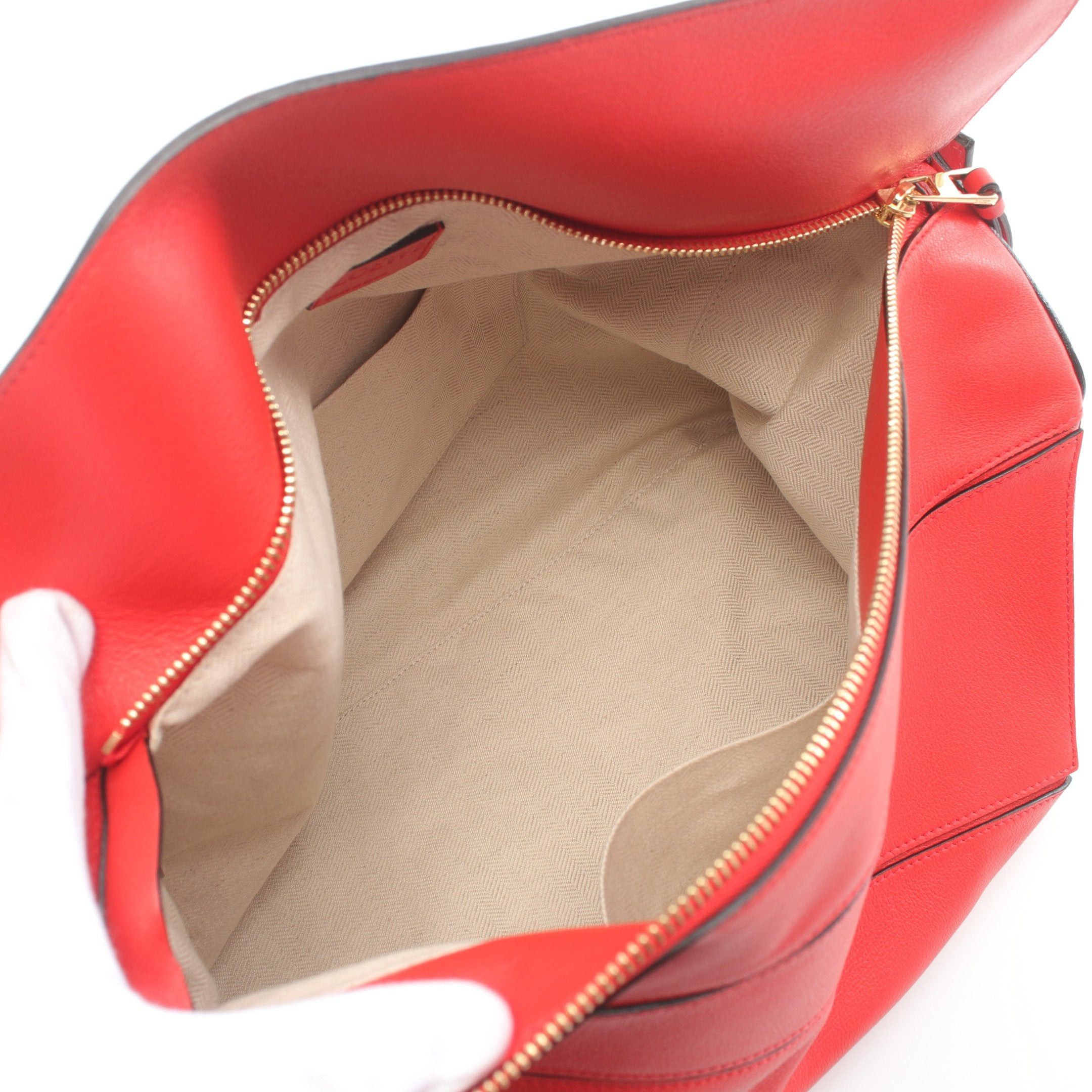 Loewe Loewe Puzzle Bag Large Handbag Leather Red Size ONE SIZE - 3 Thumbnail