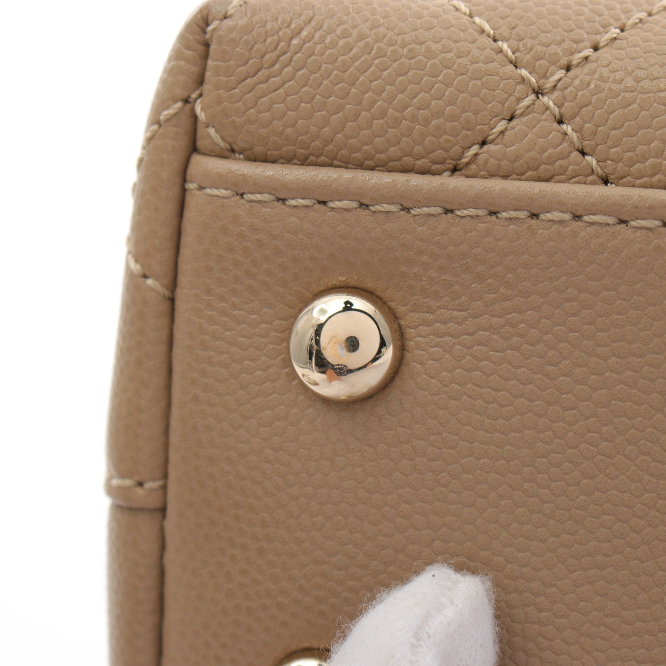 Chanel Chanel Coco Handle Flap Matelasse Handbag Caviar Skin Gray Beige Gold Hardware Size ONE SIZE - 7 Thumbnail