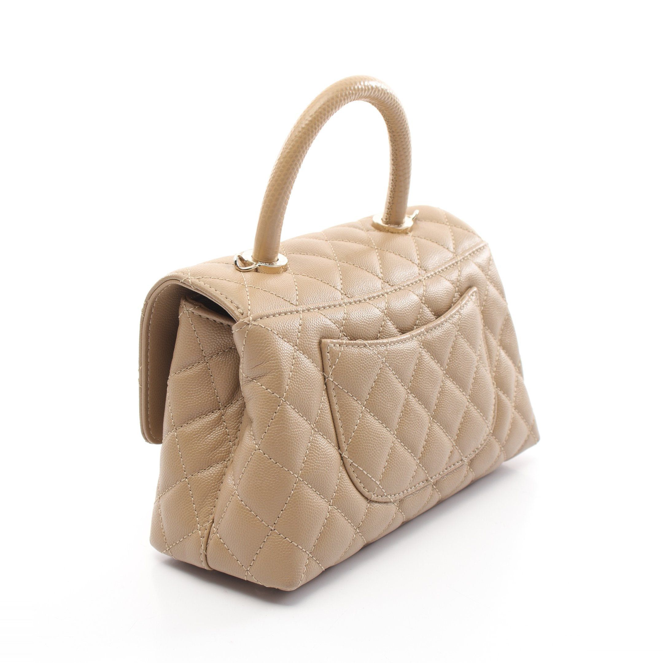Chanel Chanel Coco Handle Flap Matelasse Handbag Caviar Skin Gray Beige Gold Hardware Size ONE SIZE - 2 Thumbnail