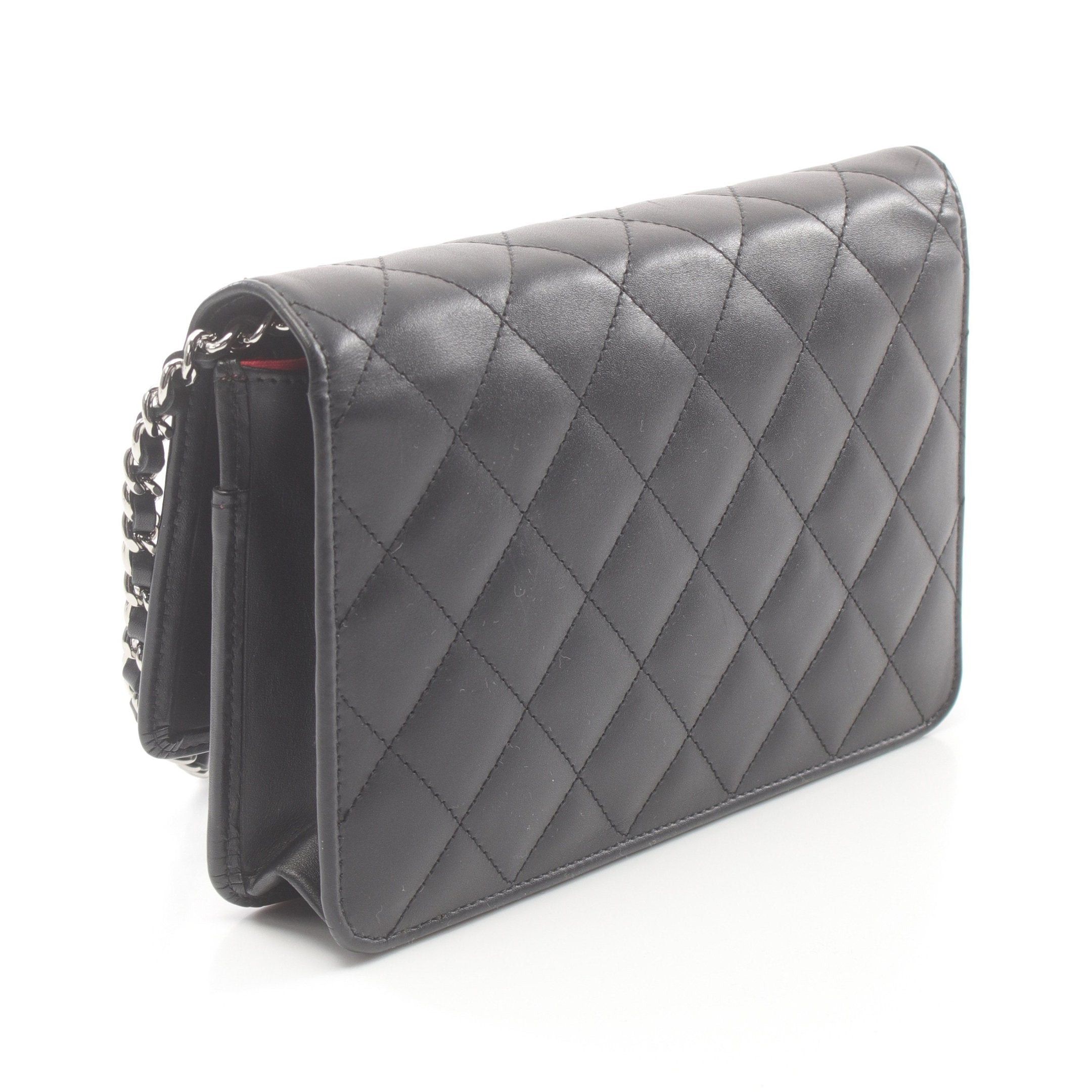 Chanel Chanel Cambon Line Chain Wallet Leather Patent Black Silver Hardware Size ONE SIZE - 2 Thumbnail