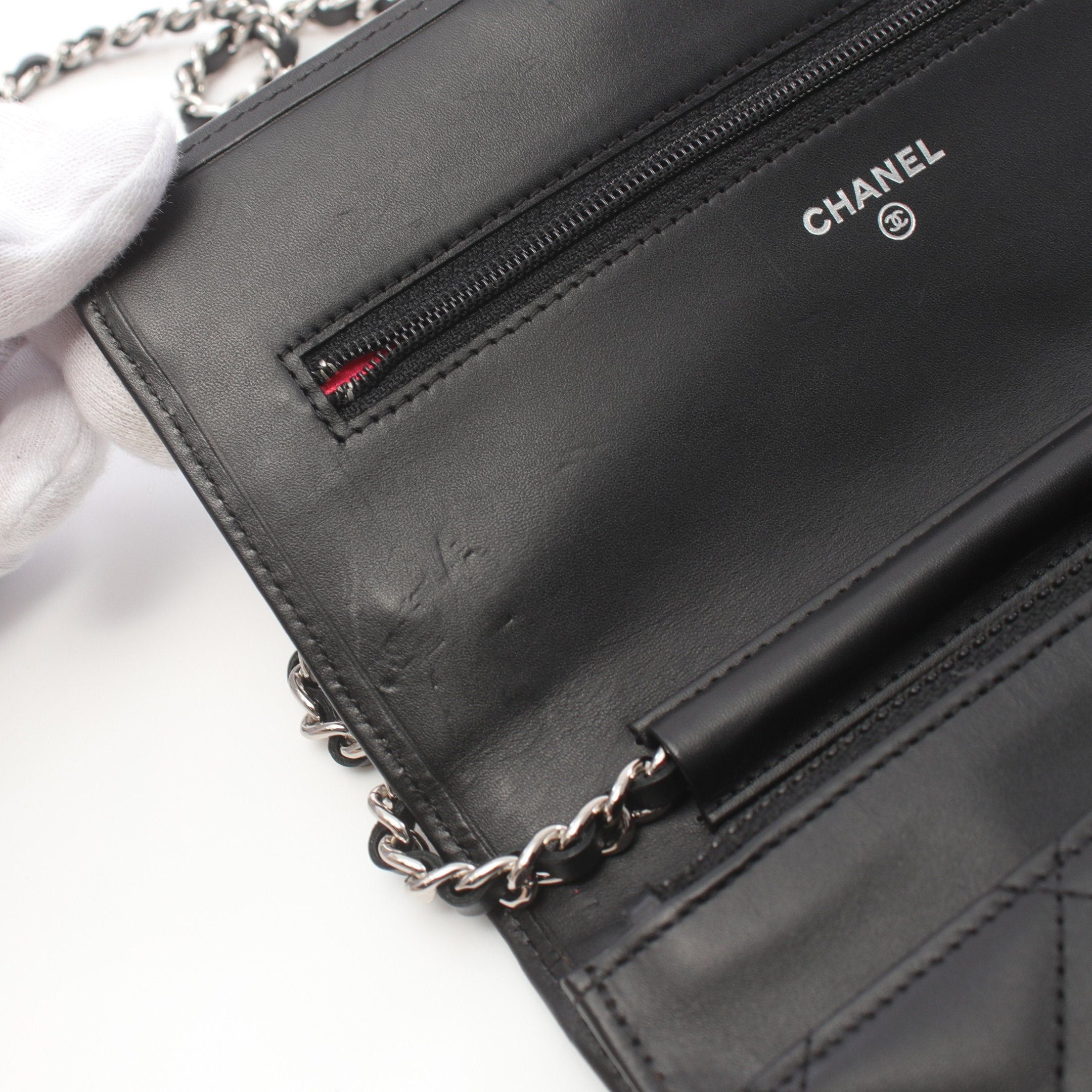 Chanel Chanel Cambon Line Chain Wallet Leather Patent Black Silver Hardware Size ONE SIZE - 6 Thumbnail