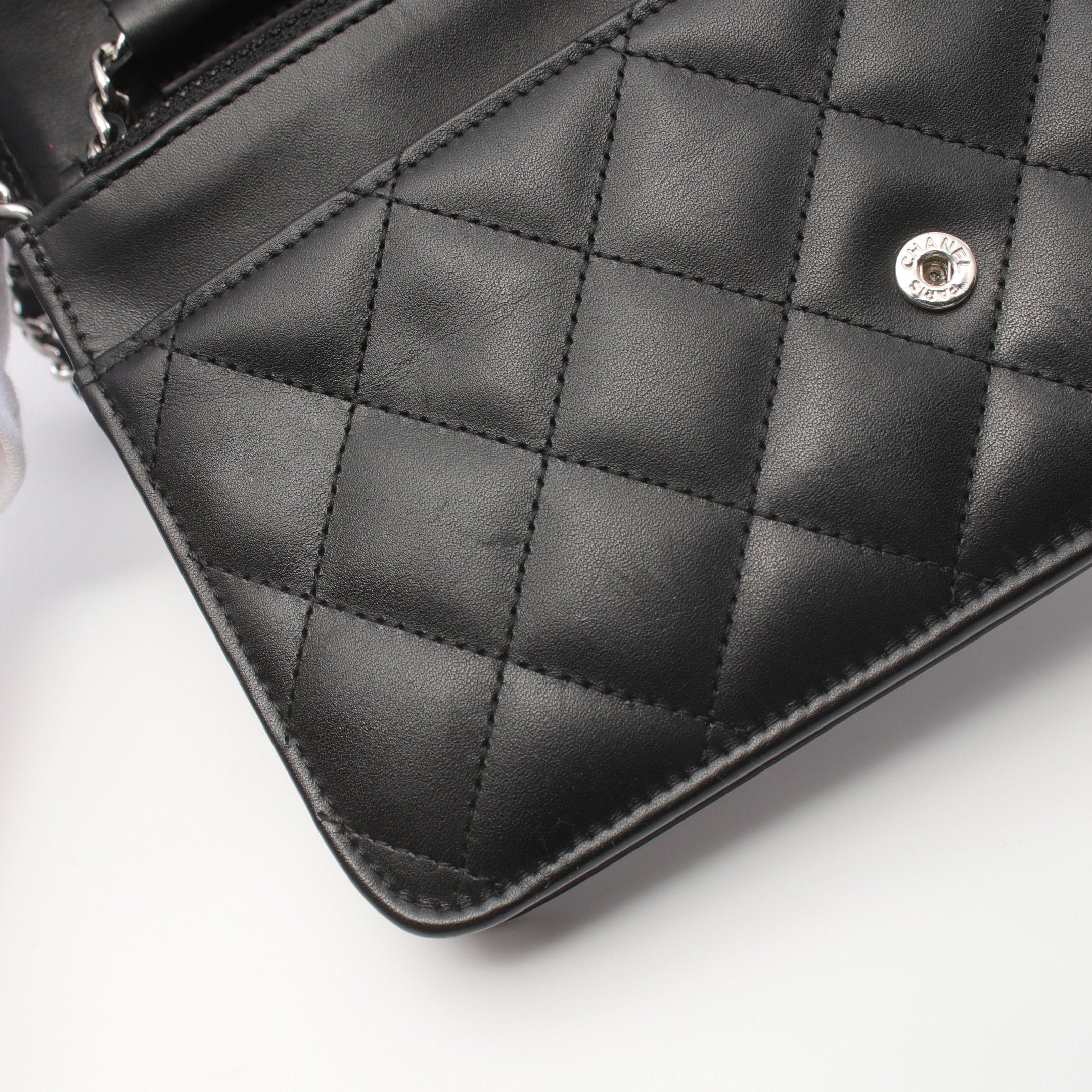 Chanel Chanel Cambon Line Chain Wallet Leather Patent Black Silver Hardware Size ONE SIZE - 7 Thumbnail