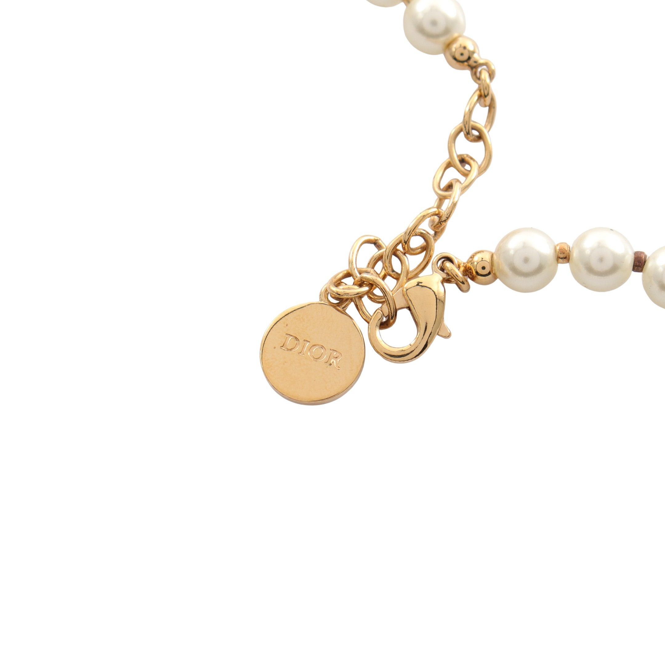 Dior Dior 30 Montaigne Necklace Choker Fake Pearl Gp Ivory Gold Size ONE SIZE - 3 Thumbnail