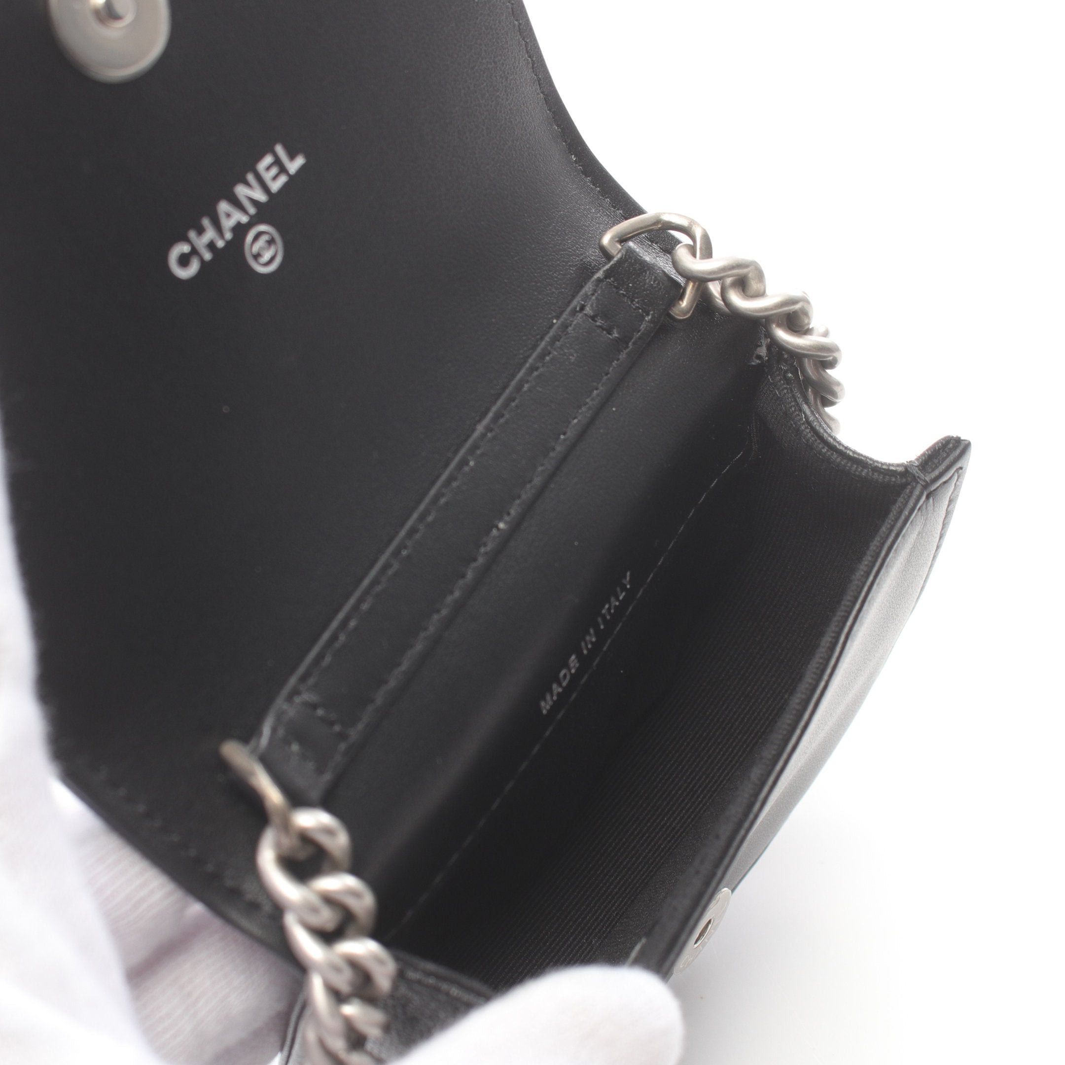 Chanel Chanel Boy Chanel Mini Matelasse Chain Shoulder Bag Caviar Skin Black Silver Hardware Size ONE SIZE - 3 Thumbnail
