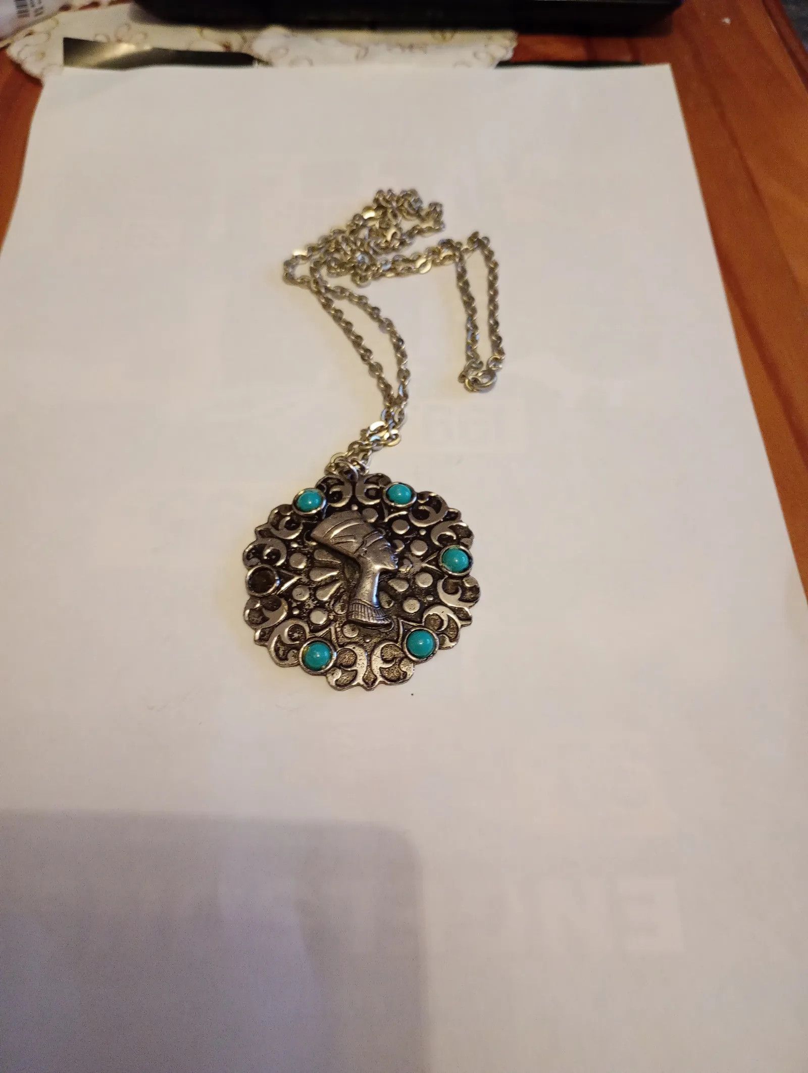 Vintage Vintage halsband med hänge o turkosa pärlor Necklace Size ONE SIZE - 5 Thumbnail