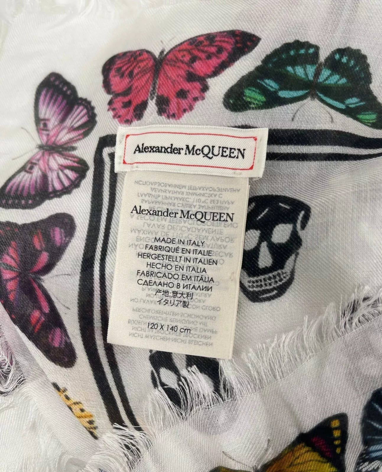 Alexander McQueen White Modal Skull Butterfly Large Scarf Shawl Size ONE SIZE - 5 Thumbnail