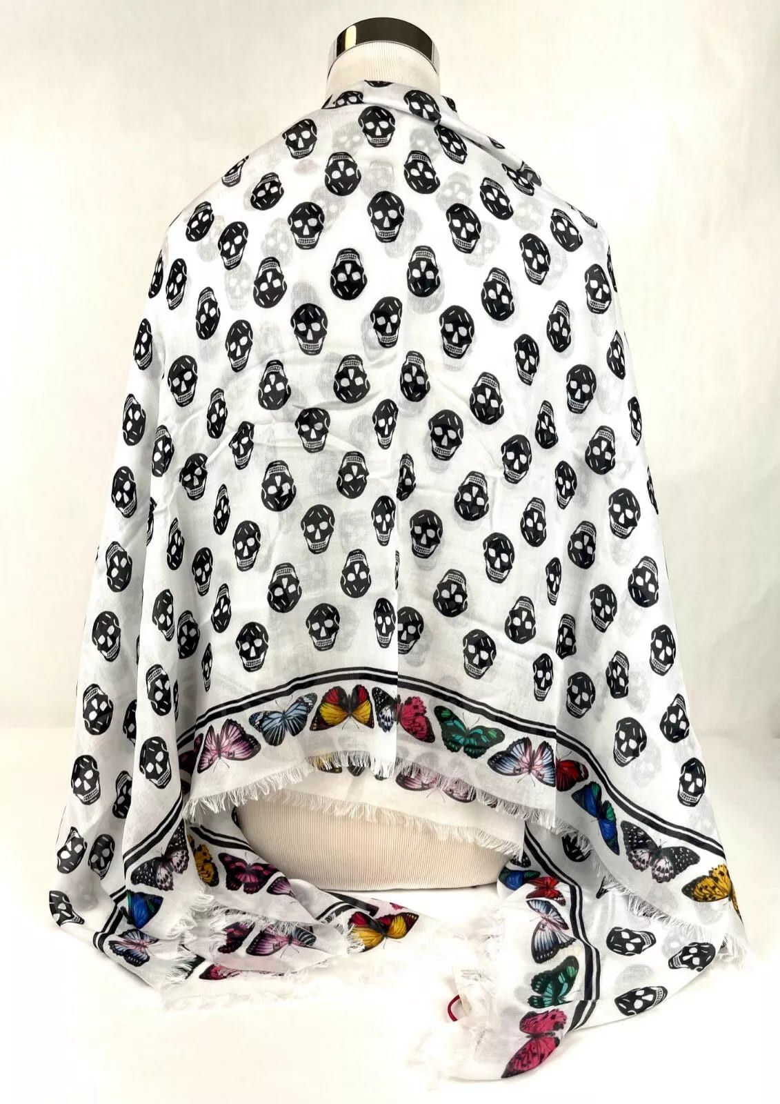 Alexander McQueen White Modal Skull Butterfly Large Scarf Shawl Size ONE SIZE - 4 Thumbnail