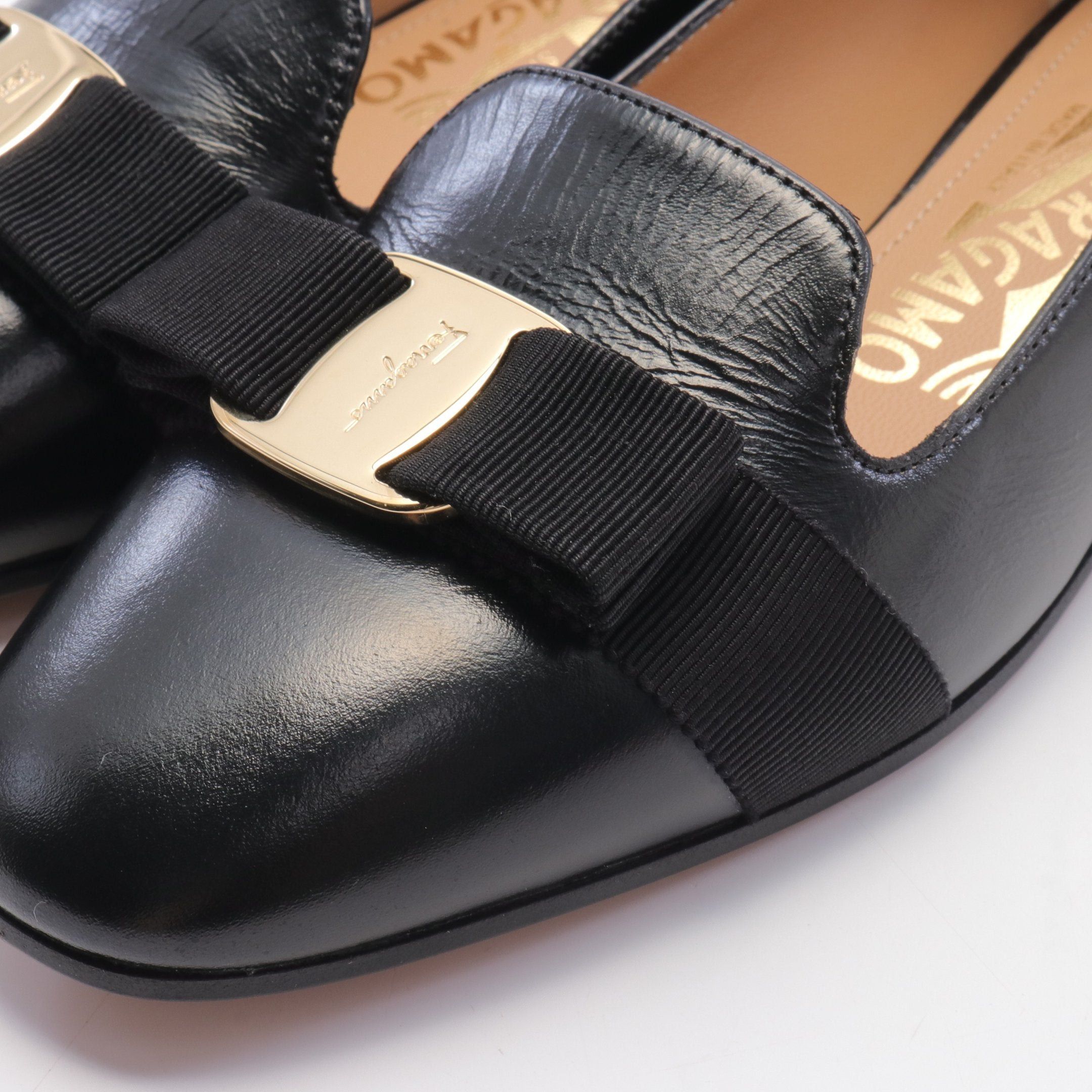 Salvatore Ferragamo Salvatore Ferragamo Vara Ribbon Pumps Leather Black Size ONE SIZE - 8 Thumbnail