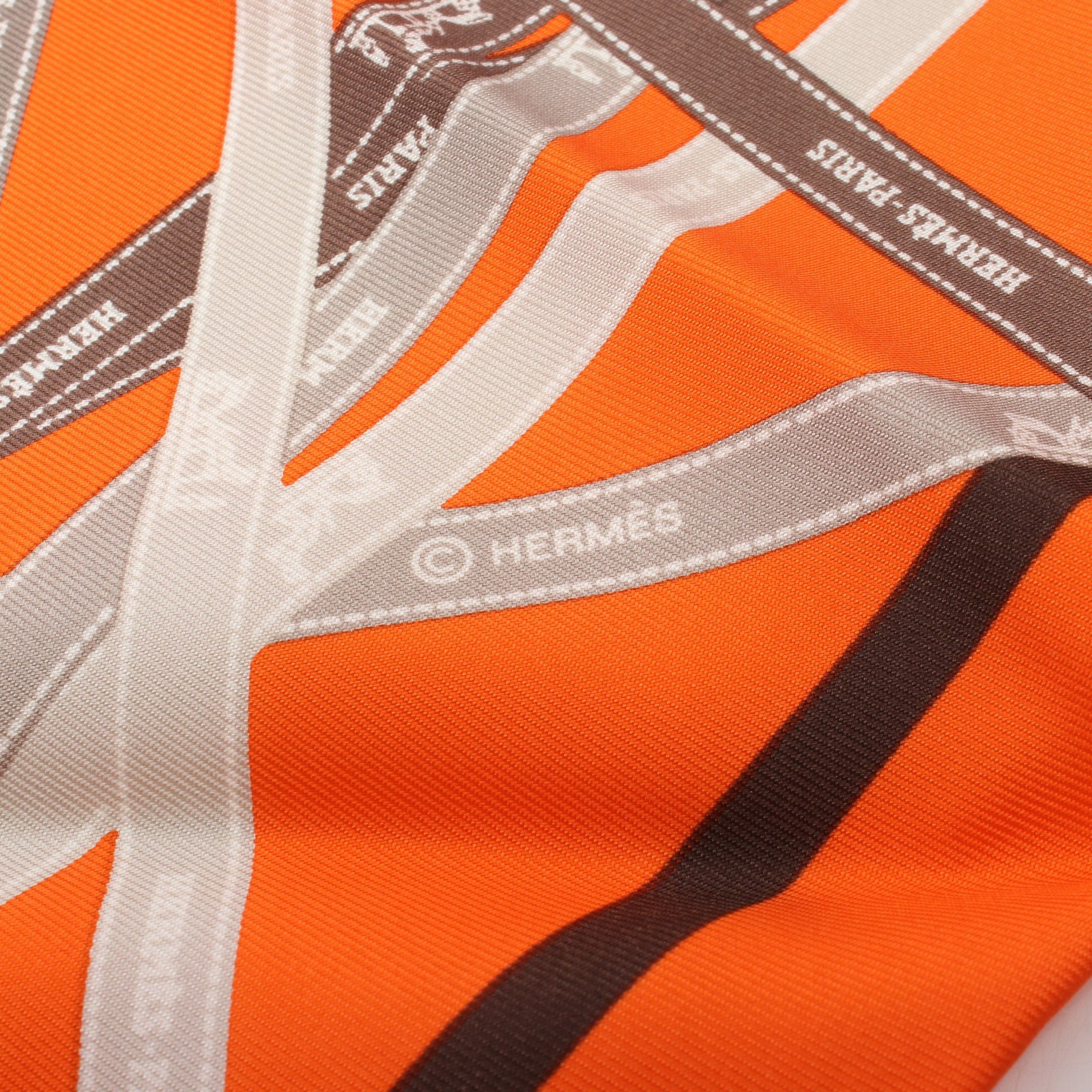 Hermes Hermes Pointou Bolduc Triangle Scarf Silk Orange Multicolor Size ONE SIZE - 3 Thumbnail