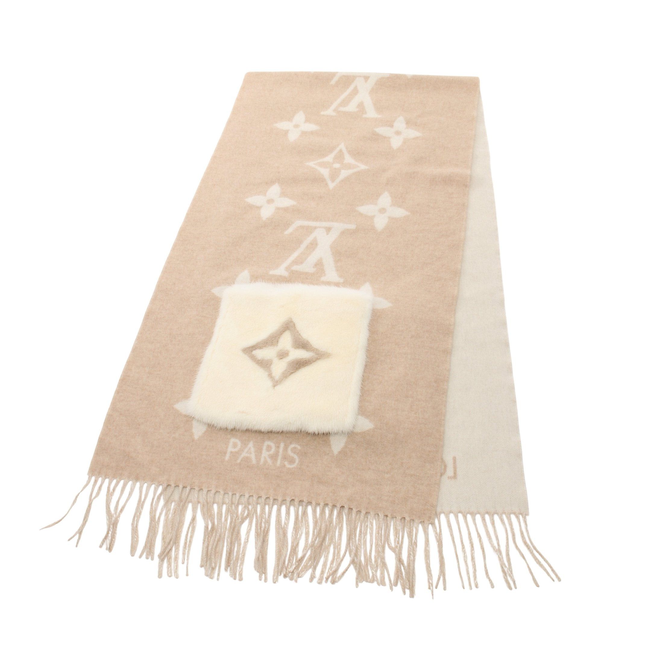 Louis Vuitton Louis Vuitton Écharpe Gold Reykjavik Scarf Cashmere Mink Beige Off White Size ONE SIZE - 2 Thumbnail