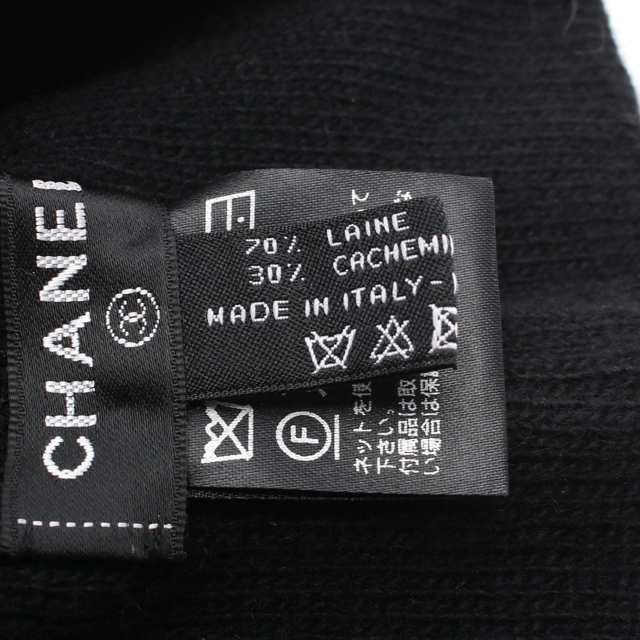 Chanel Chanel Logo Beanie Wool Cashmere Black Yellow-Green Size ONE SIZE - 5 Thumbnail