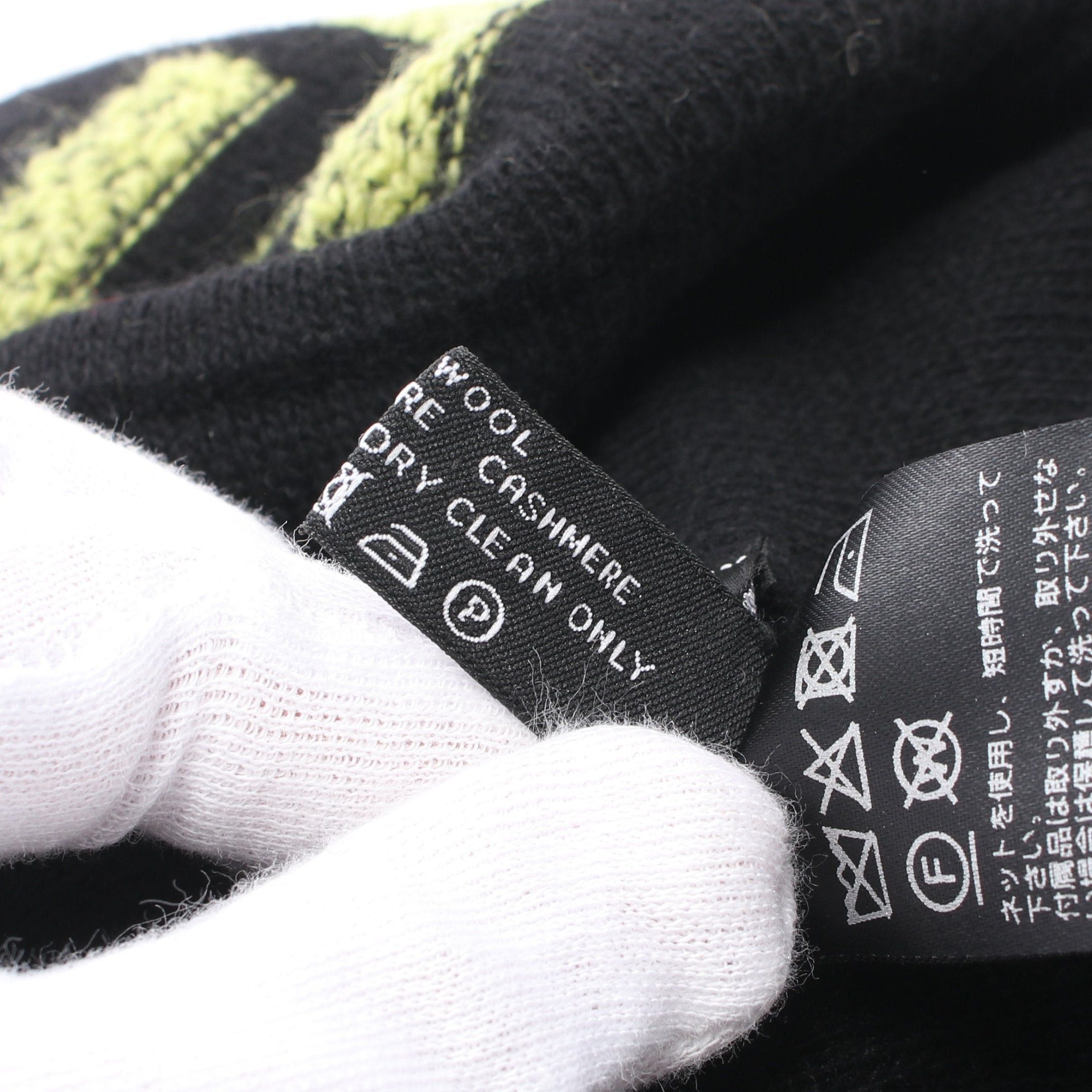 Chanel Chanel Logo Beanie Wool Cashmere Black Yellow-Green Size ONE SIZE - 6 Thumbnail