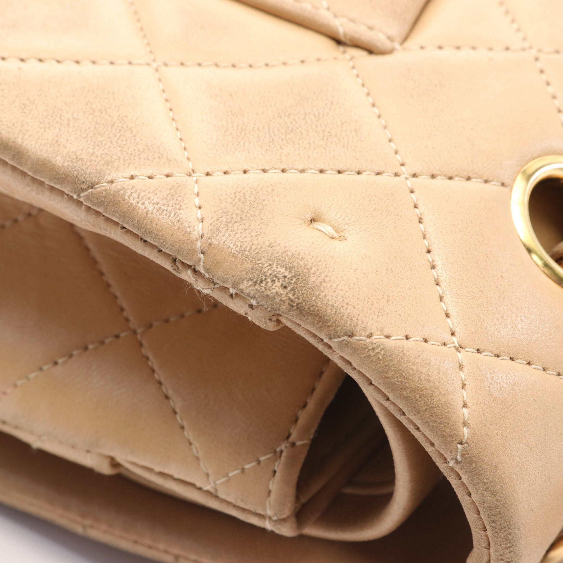 Chanel Chanel Matelasse Double Flap Chain Shoulder Bag Leather Beige Gold Hardware Size ONE SIZE - 8 Thumbnail