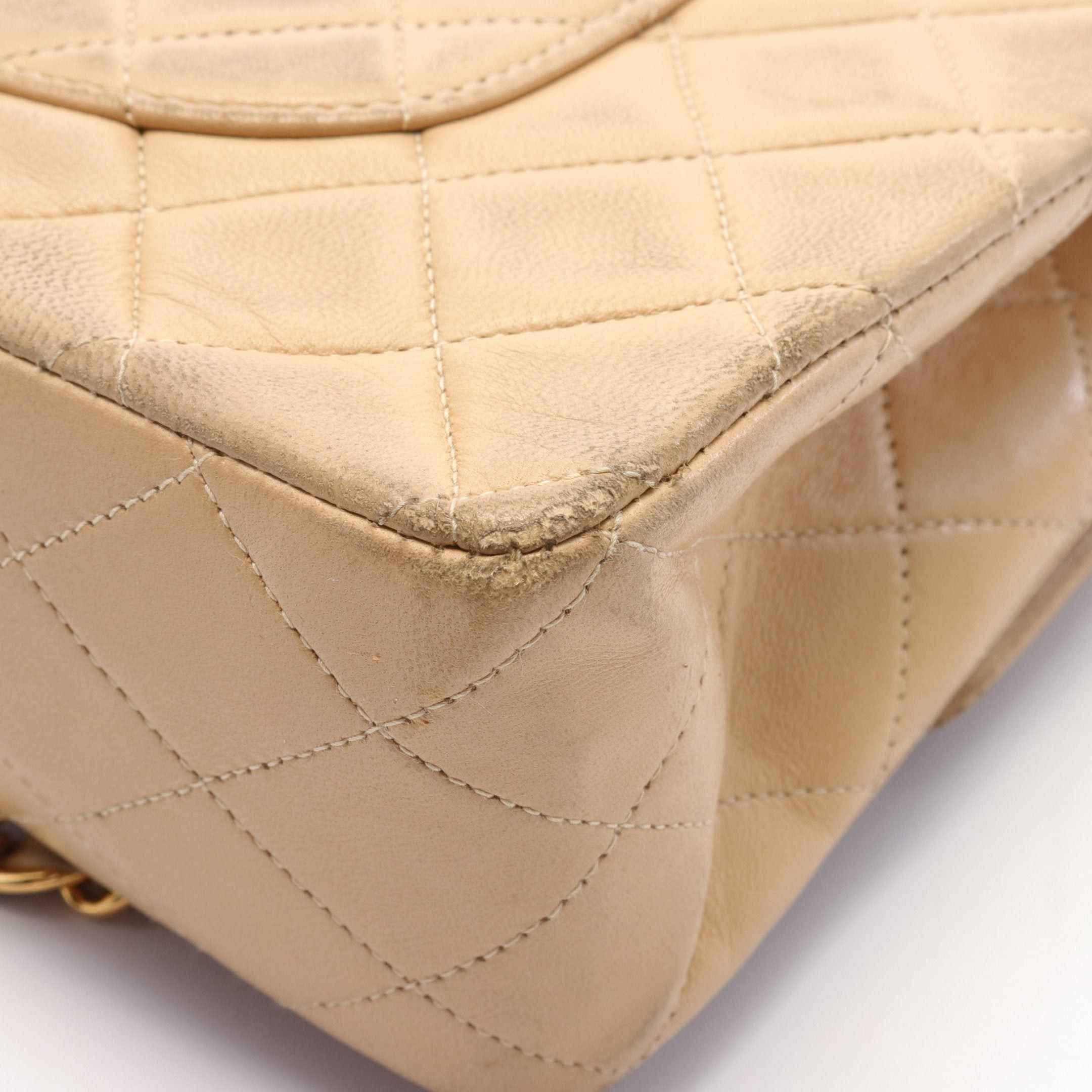 Chanel Chanel Matelasse Double Flap Chain Shoulder Bag Leather Beige Gold Hardware Size ONE SIZE - 7 Thumbnail