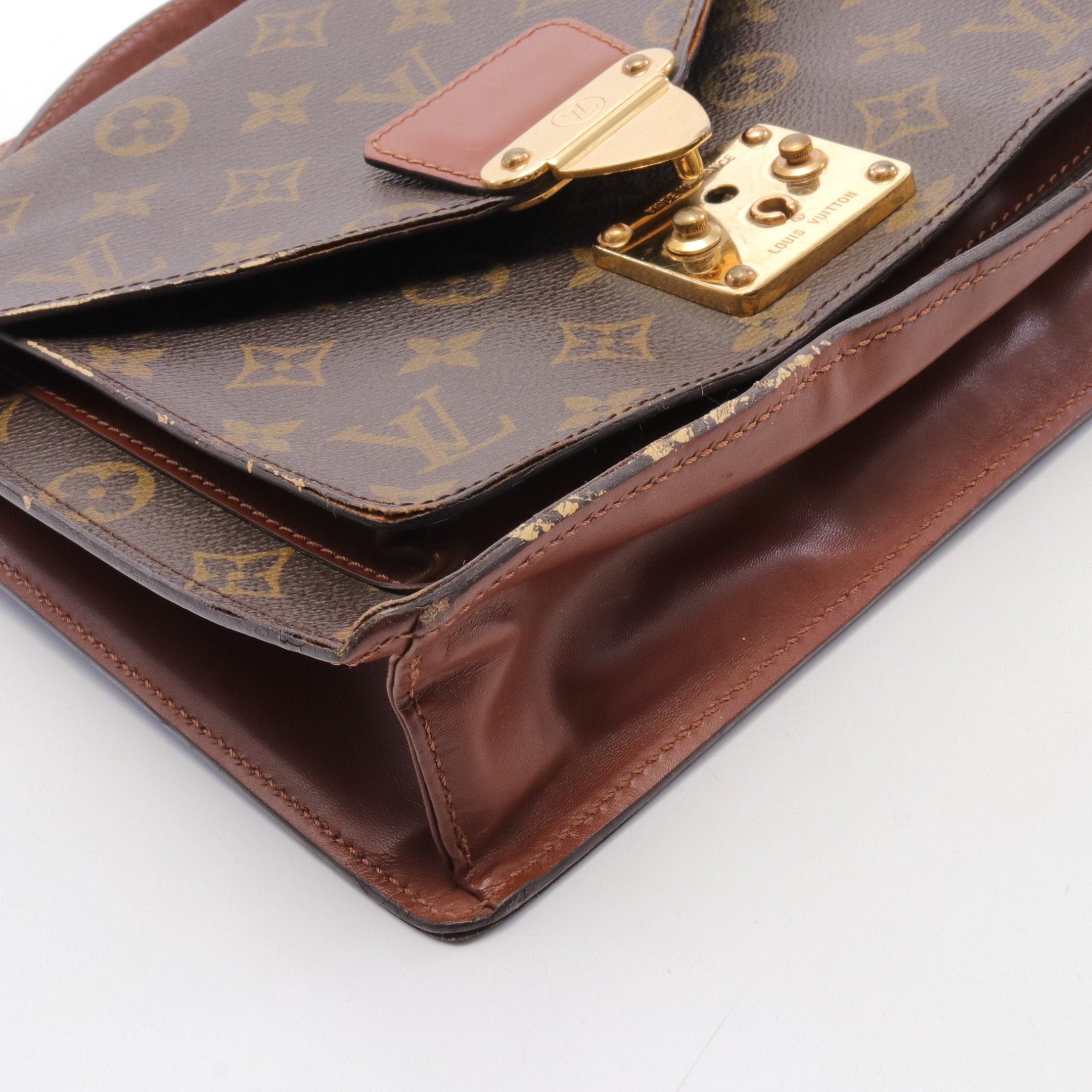 Louis Vuitton Louis Vuitton Monceau Monogram Handbag Leather Brown Size ONE SIZE - 8 Thumbnail