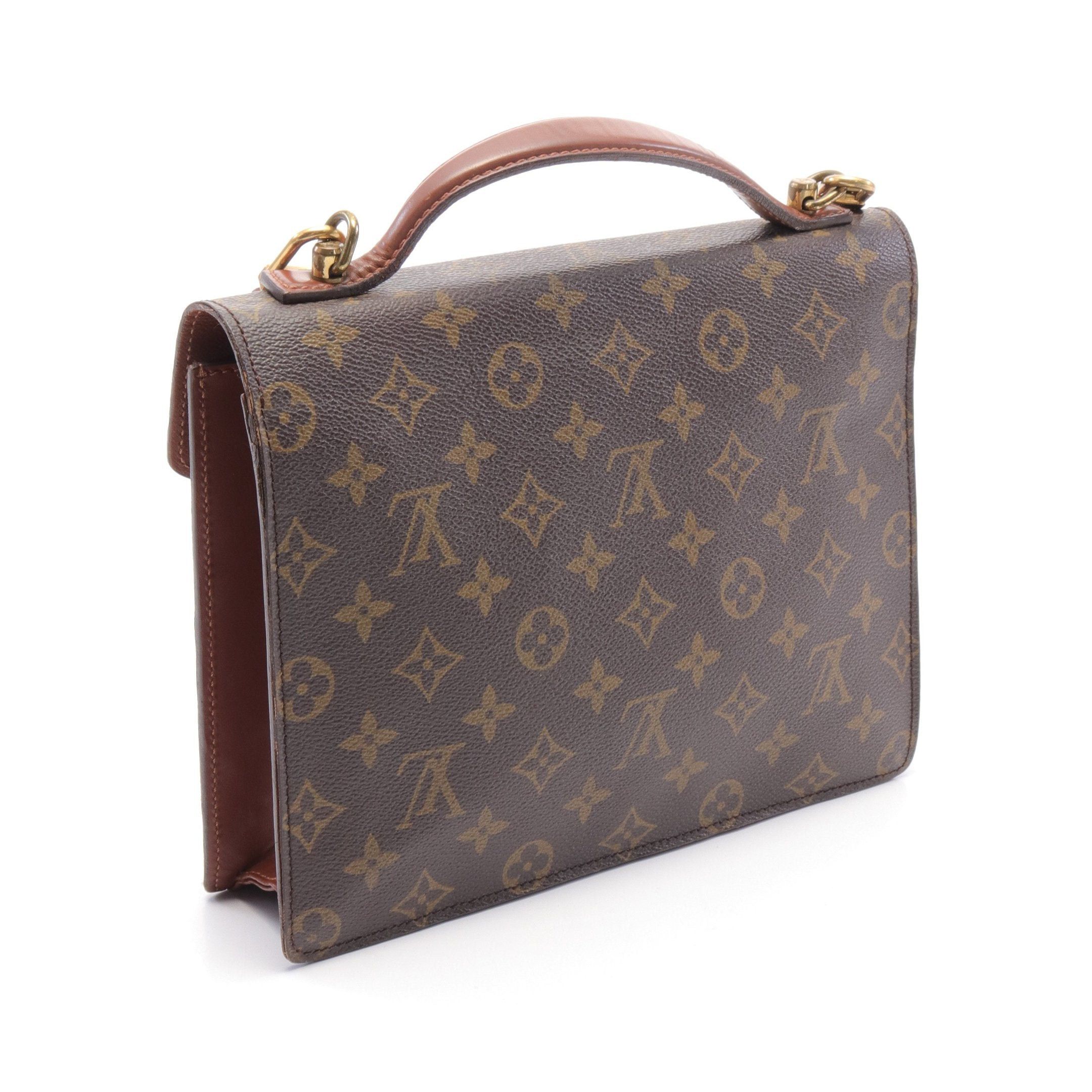 Louis Vuitton Louis Vuitton Monceau Monogram Handbag Leather Brown Size ONE SIZE - 2 Thumbnail