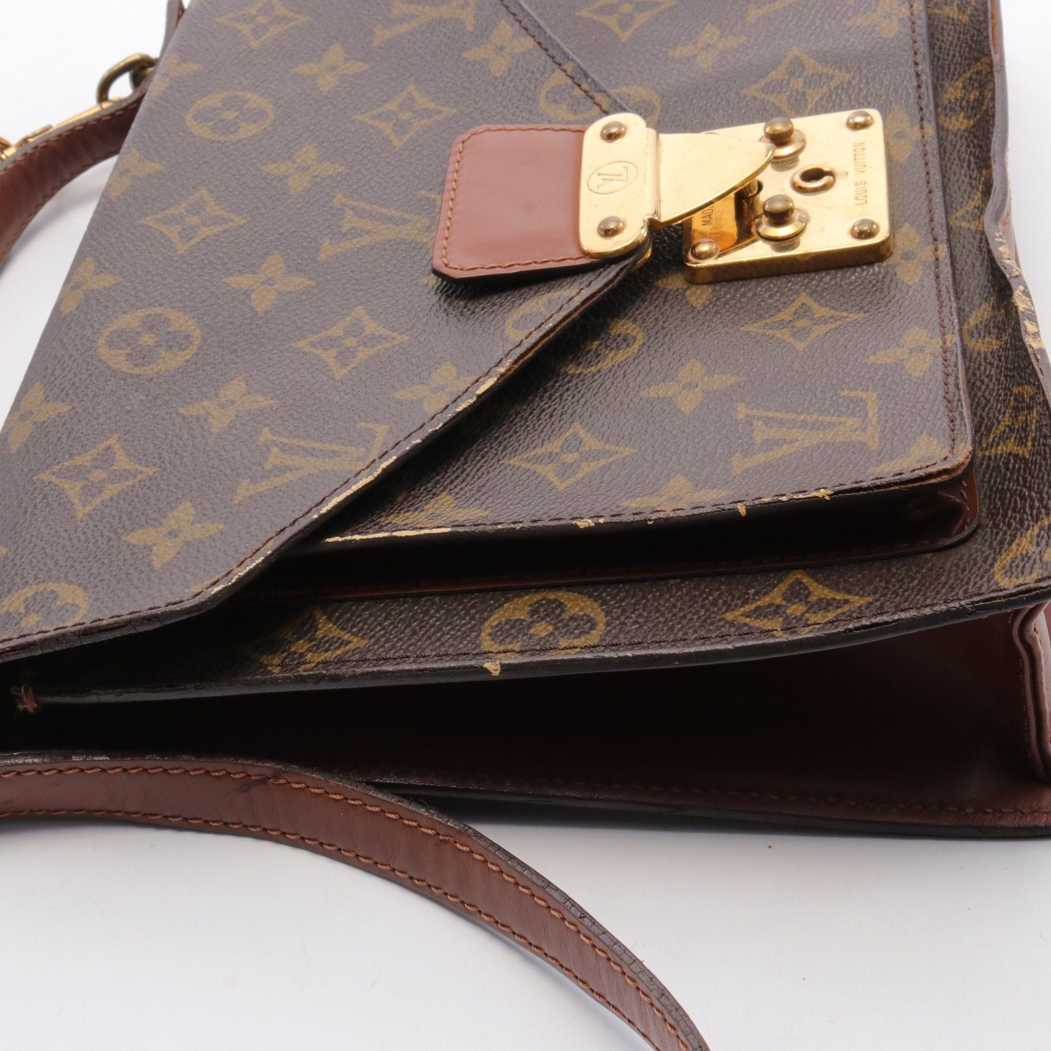 Louis Vuitton Louis Vuitton Monceau Monogram Handbag Leather Brown Size ONE SIZE - 11 Thumbnail