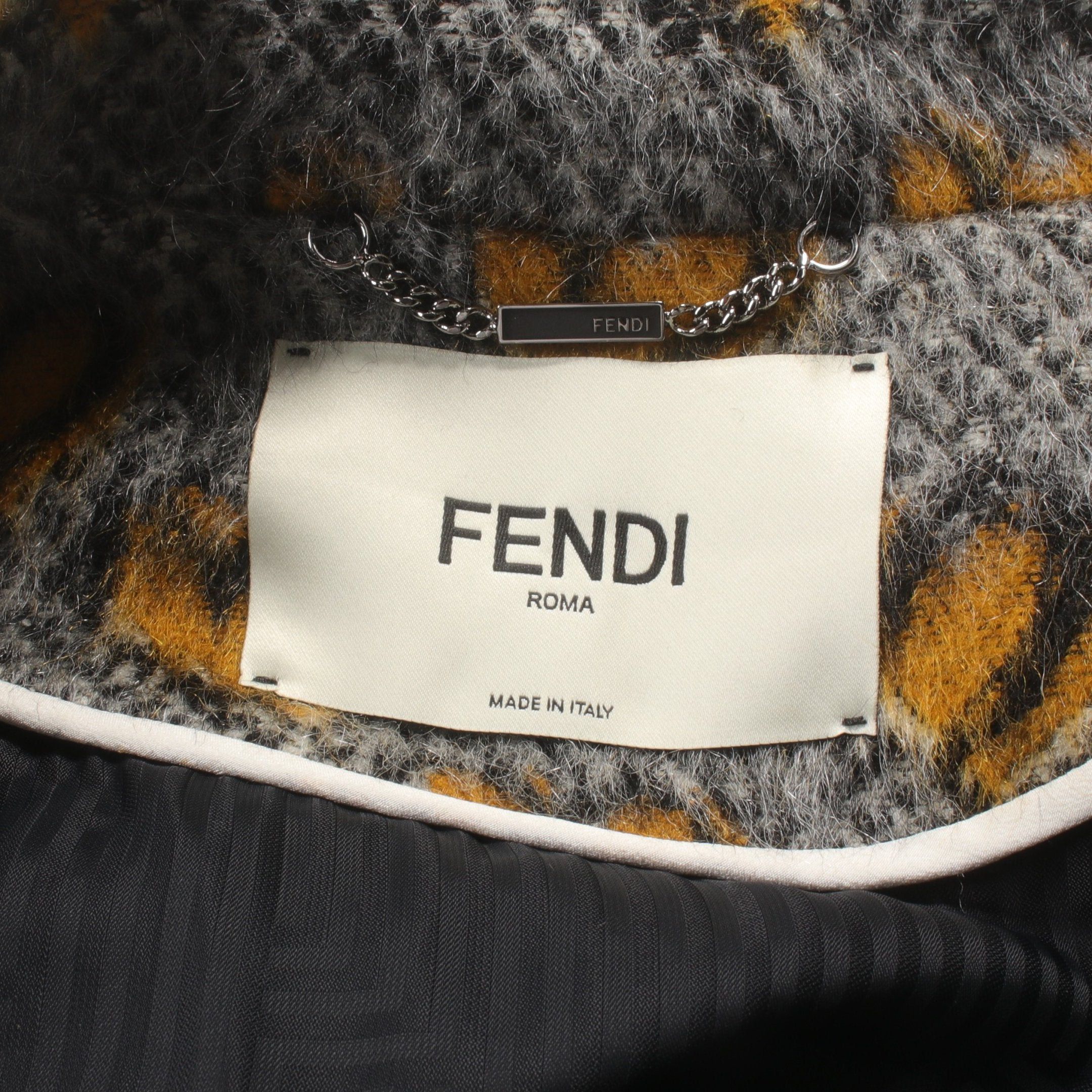 Fendi Fendi Gilet Vest Heart Pattern Mohair Wool Fox Fur Gray Yellow Brown Size ONE SIZE - 3 Thumbnail