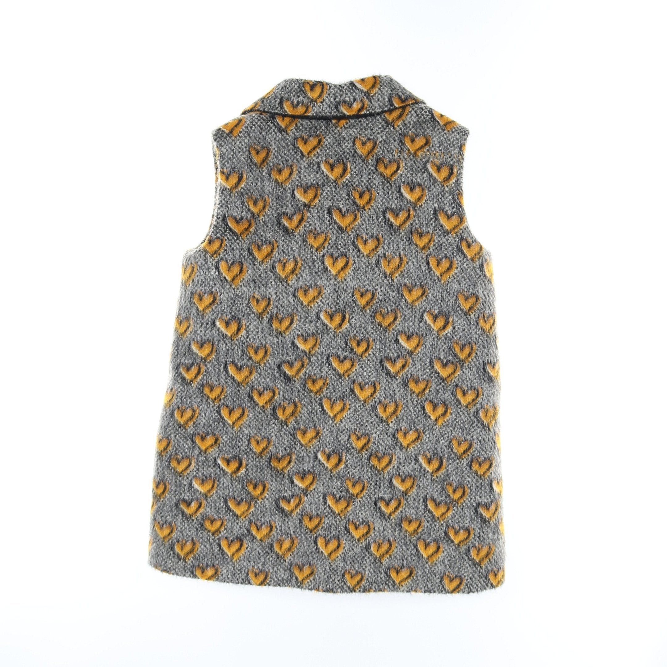 Fendi Fendi Gilet Vest Heart Pattern Mohair Wool Fox Fur Gray Yellow Brown Size ONE SIZE - 2 Thumbnail