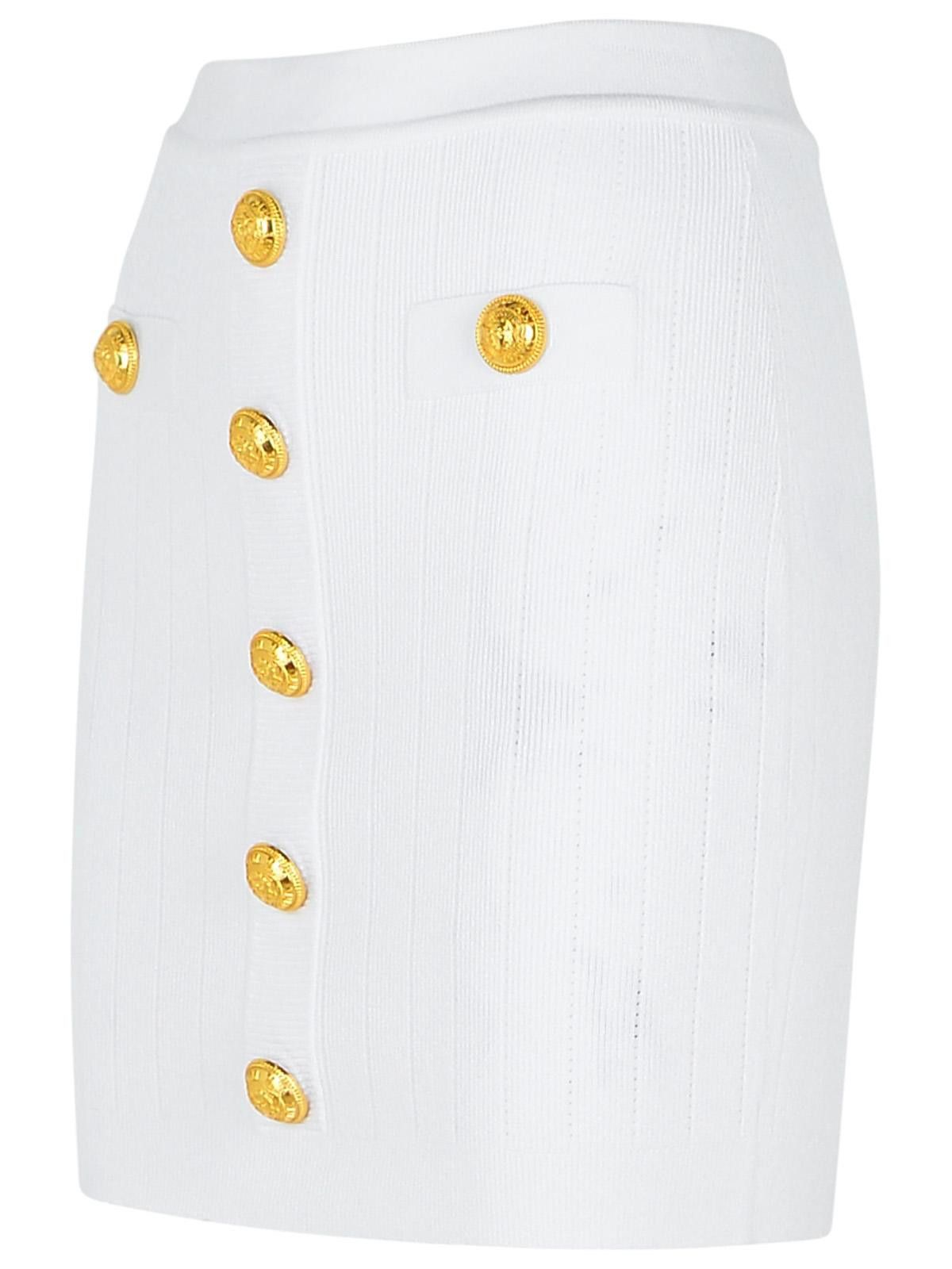 Balmain BALMAIN Mini Skirt In White Viscose Blend Size 30" / US 8 / IT 44 - 2 Thumbnail