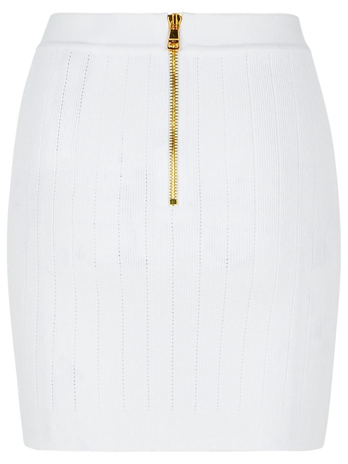 Balmain BALMAIN Mini Skirt In White Viscose Blend Size 30" / US 8 / IT 44 - 3 Thumbnail