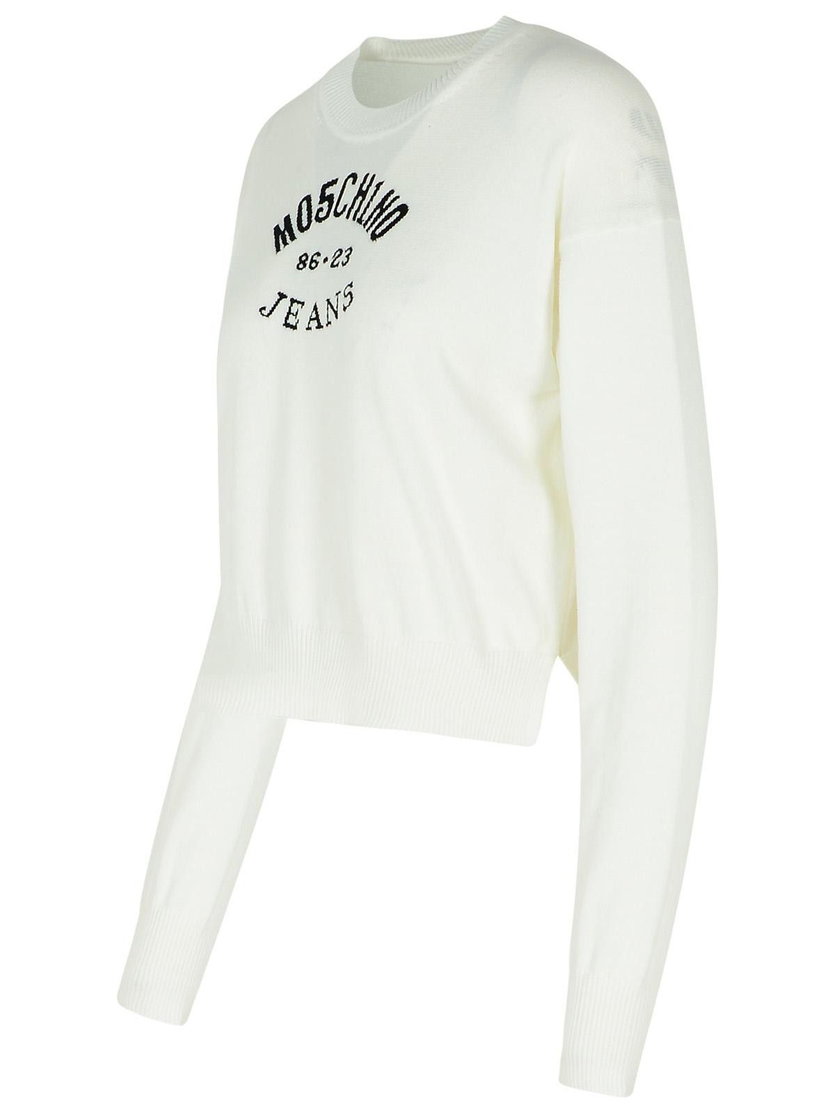 Moschino MOSCHINO JEANS White Cotton Sweater Size L / US 10 / IT 46 - 2 Thumbnail
