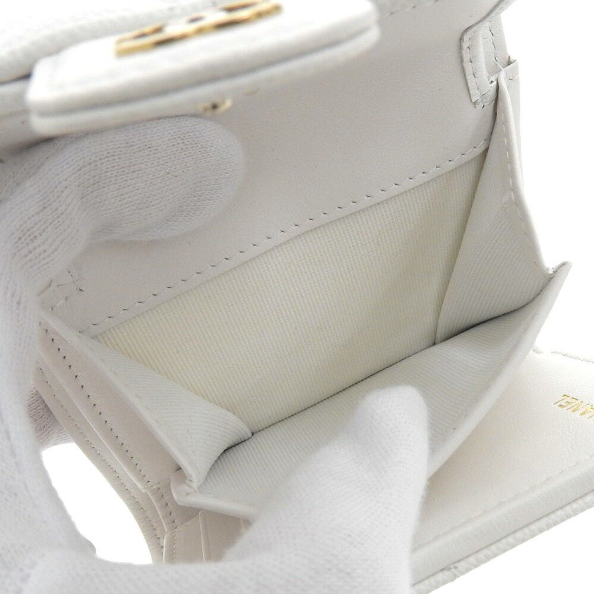 Chanel CHANEL Matelasse Random Serial Coco Mark Tri-fold Wallet Caviar Skin White Size ONE SIZE - 4 Thumbnail