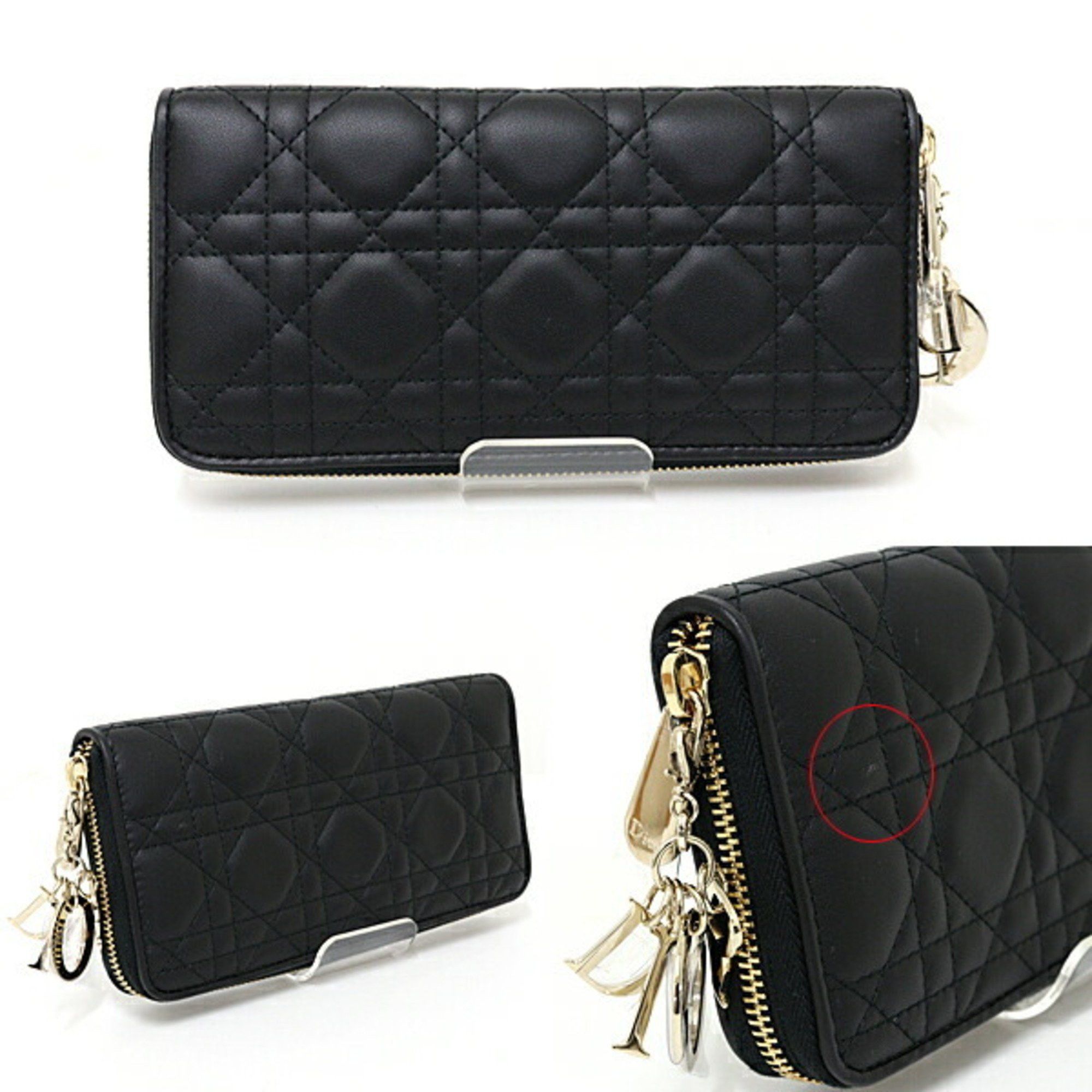 Dior Christian Dior Lady Voyageur Wallet Cannage Lambskin S0007ONMJ Black Size ONE SIZE - 2 Thumbnail