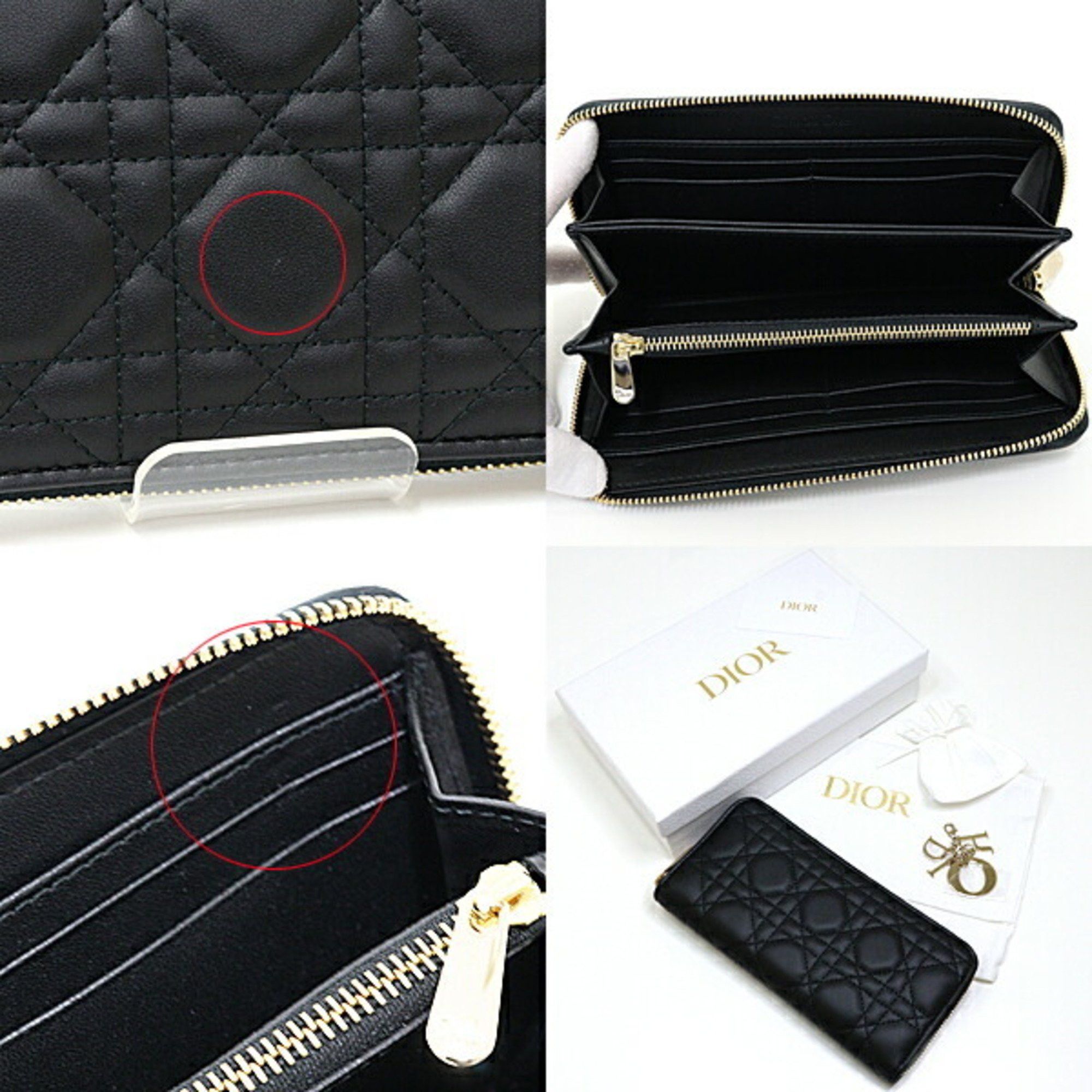 Dior Christian Dior Lady Voyageur Wallet Cannage Lambskin S0007ONMJ Black Size ONE SIZE - 3 Thumbnail